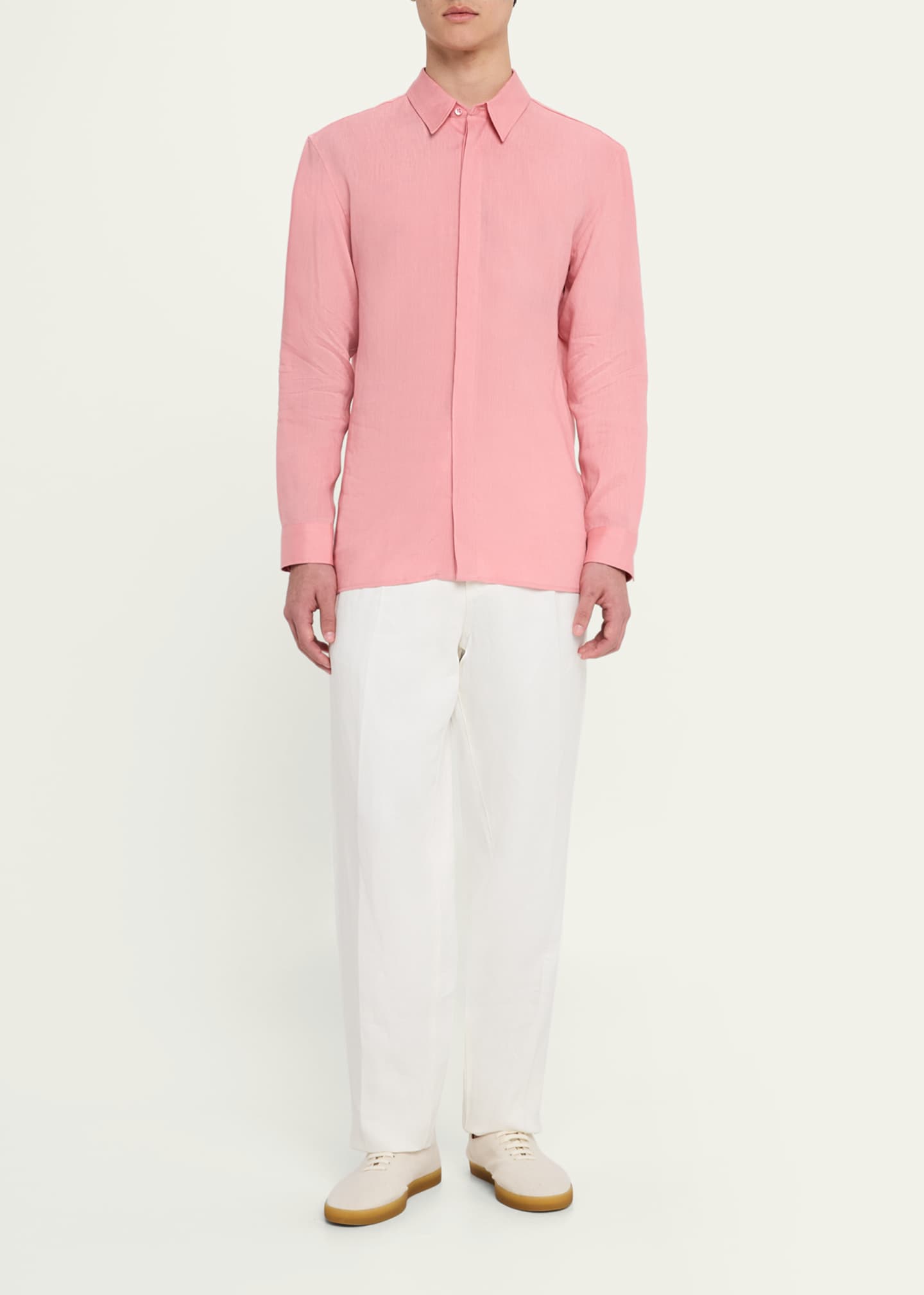 Gabriela Hearst Men's Nicolas Linen Concealed-Placket Sport Shirt Image 2 of 5