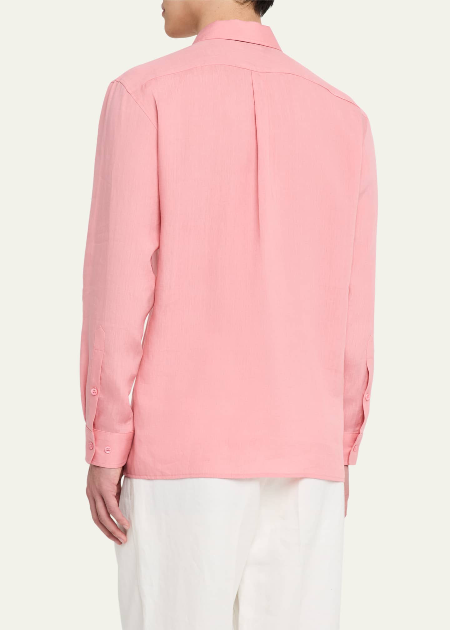 Gabriela Hearst Men's Nicolas Linen Concealed-Placket Sport Shirt Image 3 of 5