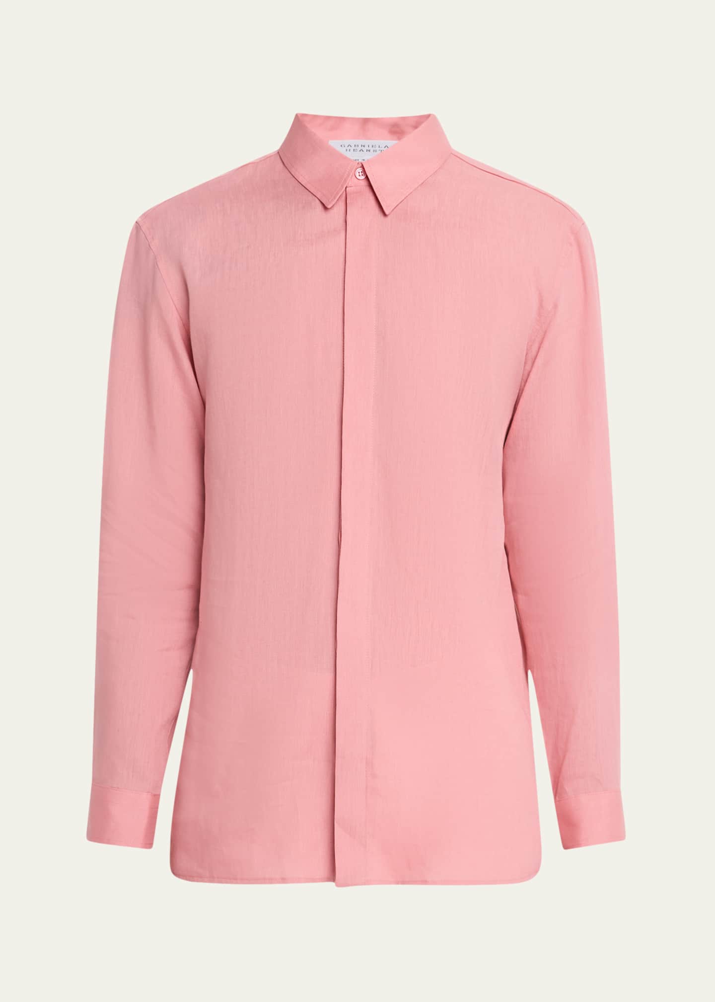Gabriela Hearst Men's Nicolas Linen Concealed-Placket Sport Shirt Image 1 of 5