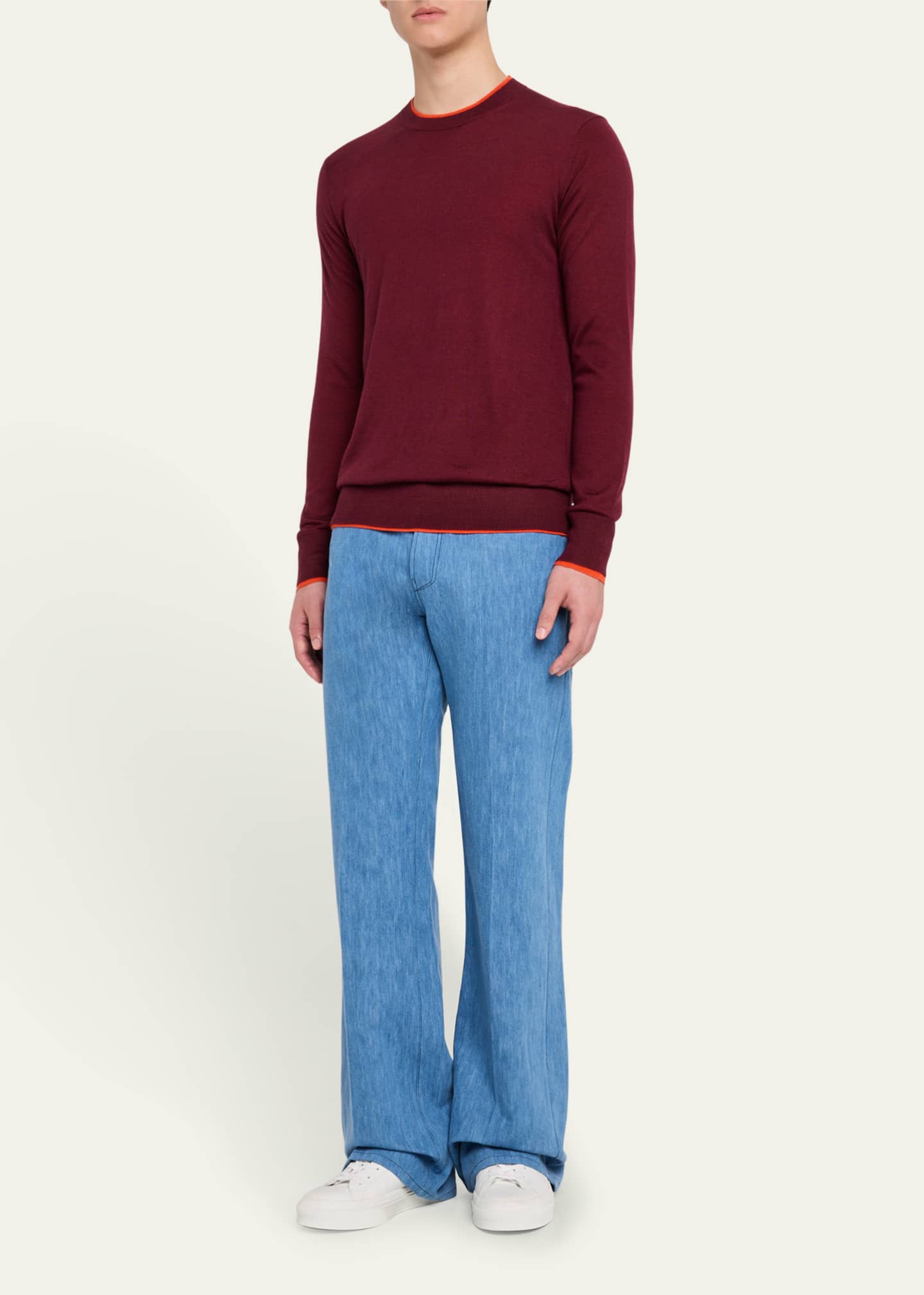 Gabriela Hearst Men's Wells Cashmere and Silk Knit Crewneck Sweater Image 2 of 5