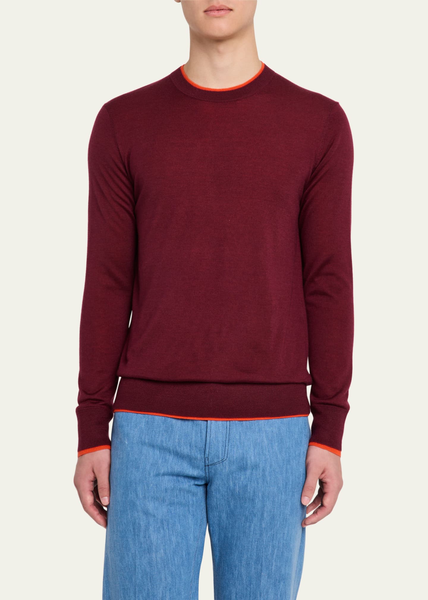 Gabriela Hearst Men's Wells Cashmere and Silk Knit Crewneck Sweater Image 4 of 5