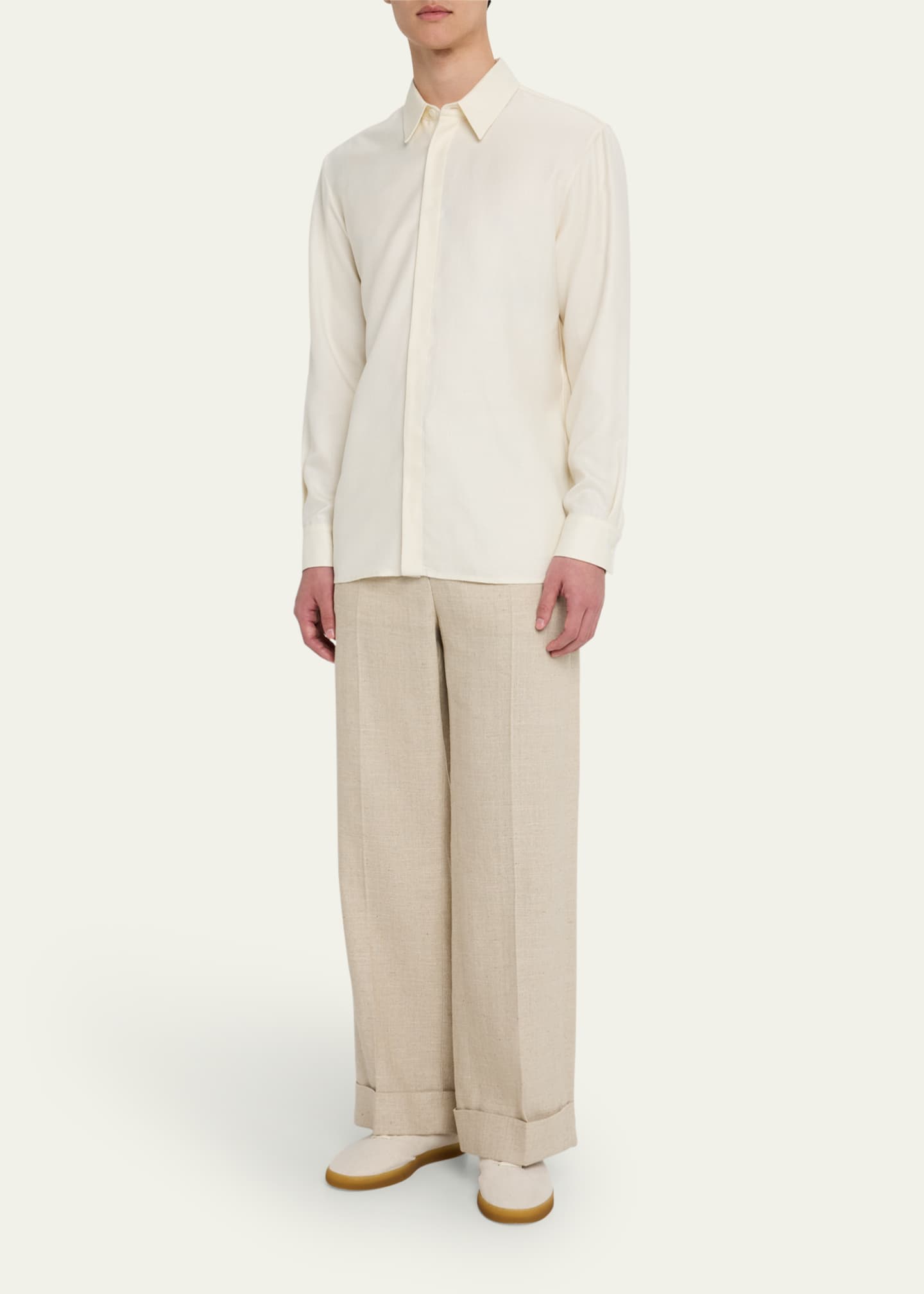 Gabriela Hearst Men's Nicolas Concealed-Placket Sport Shirt Image 2 of 5