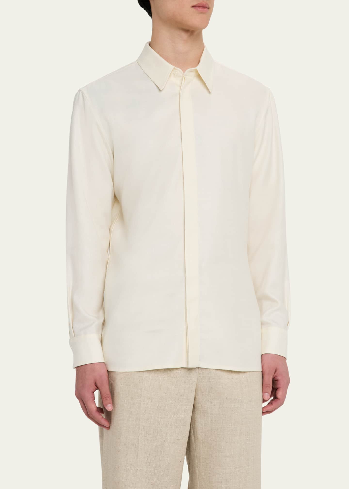 Gabriela Hearst Men's Nicolas Concealed-Placket Sport Shirt Image 4 of 5