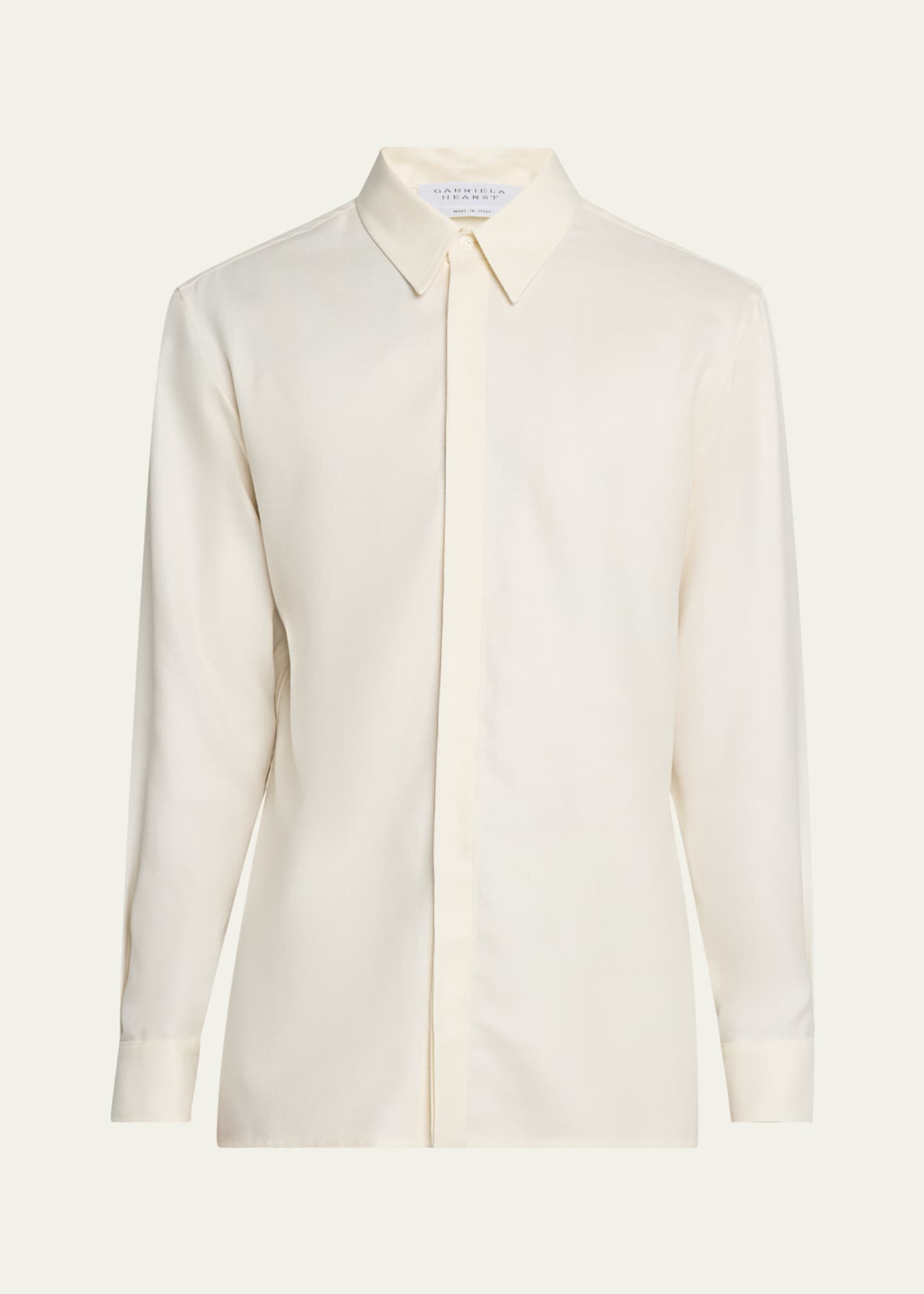 Gabriela Hearst Men's Nicolas Concealed-Placket Sport Shirt Image 1 of 5