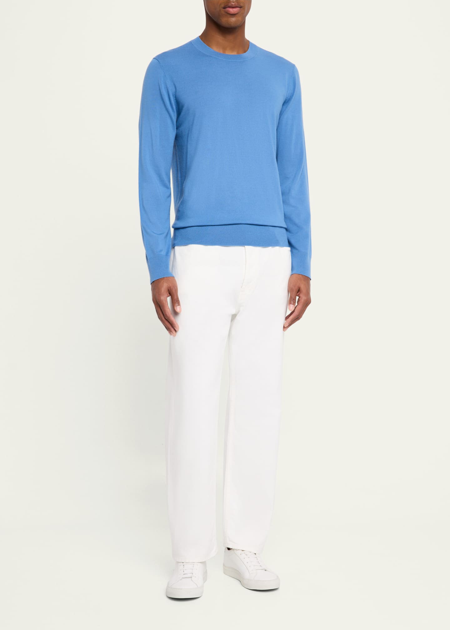 Gabriela Hearst Men's Palco Knit Merino Wool Crewneck Sweater Image 2 of 5