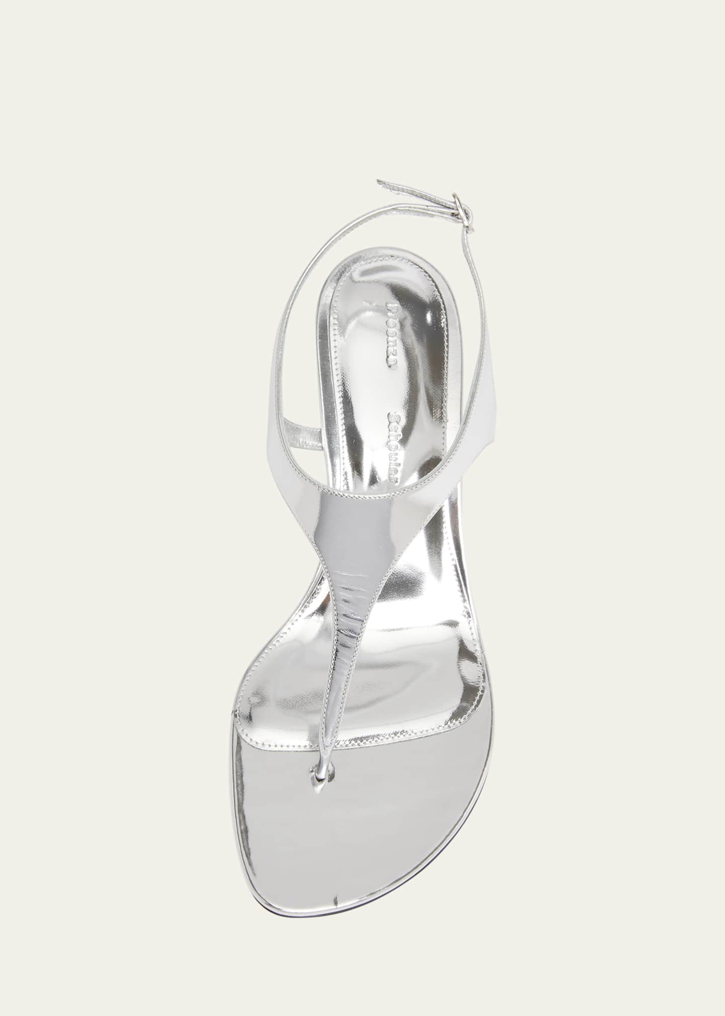 Proenza Schouler Metallic Leather Kitten-Heel Thong Sandals Image 4 of 4