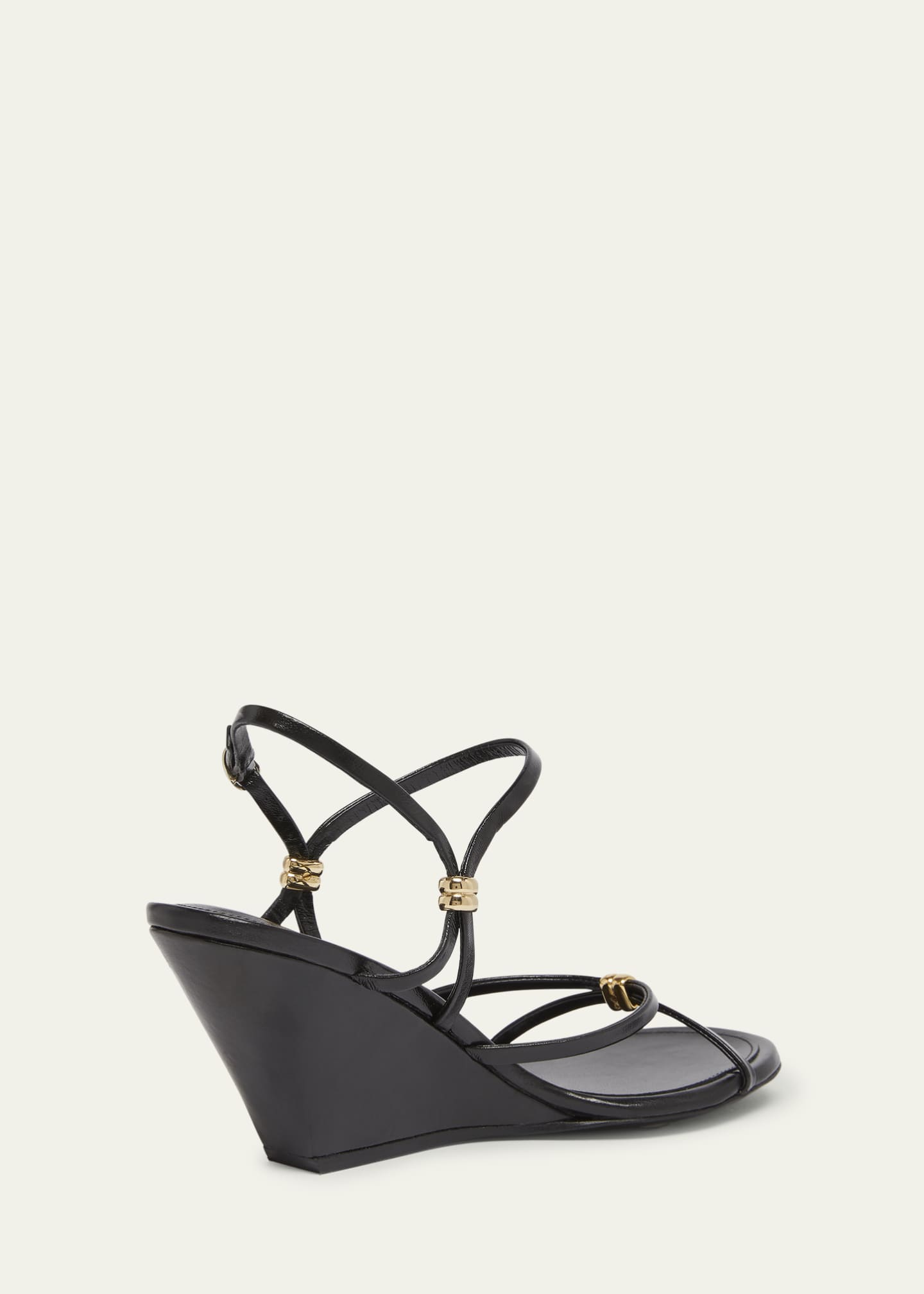 Proenza Schouler Coil Buckle Ankle-Strap Leather Wedge Sandals Image 2 of 4