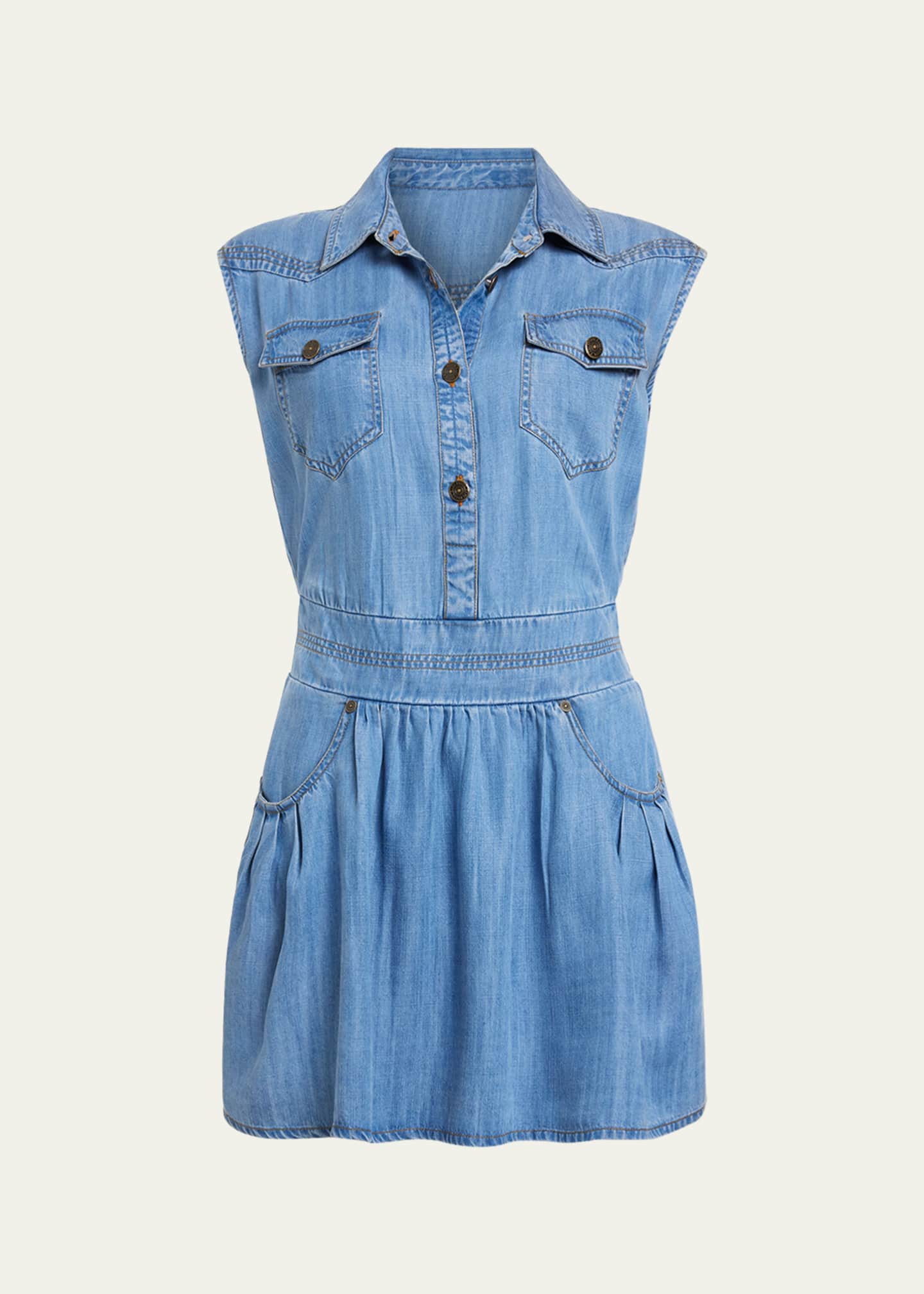 Ramy Brook Women's Paxton Chambray Mini Dress - Blue - Mini Dresses
