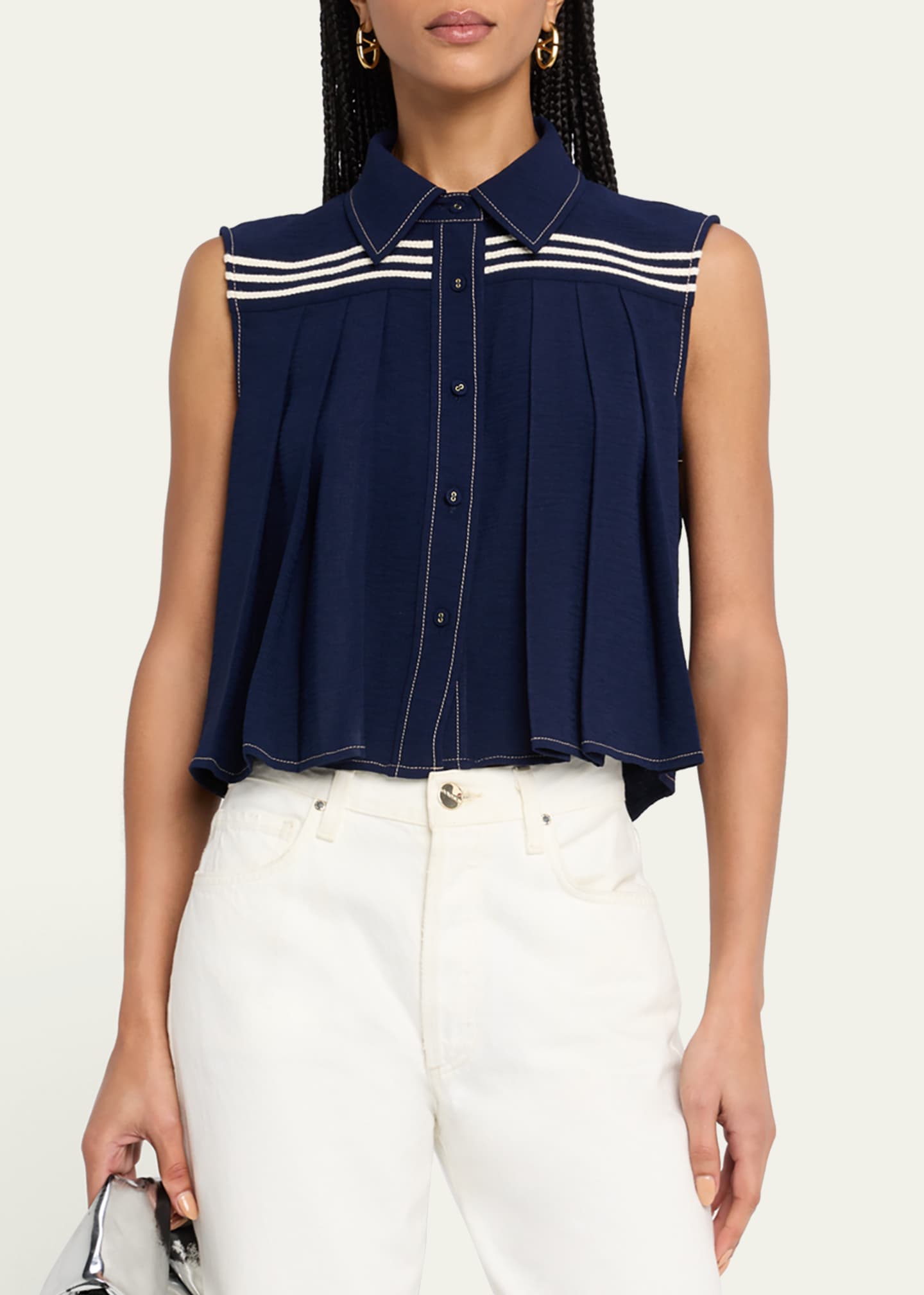 Ramy Brook Laura Pleated Blouse Image 4 of 5
