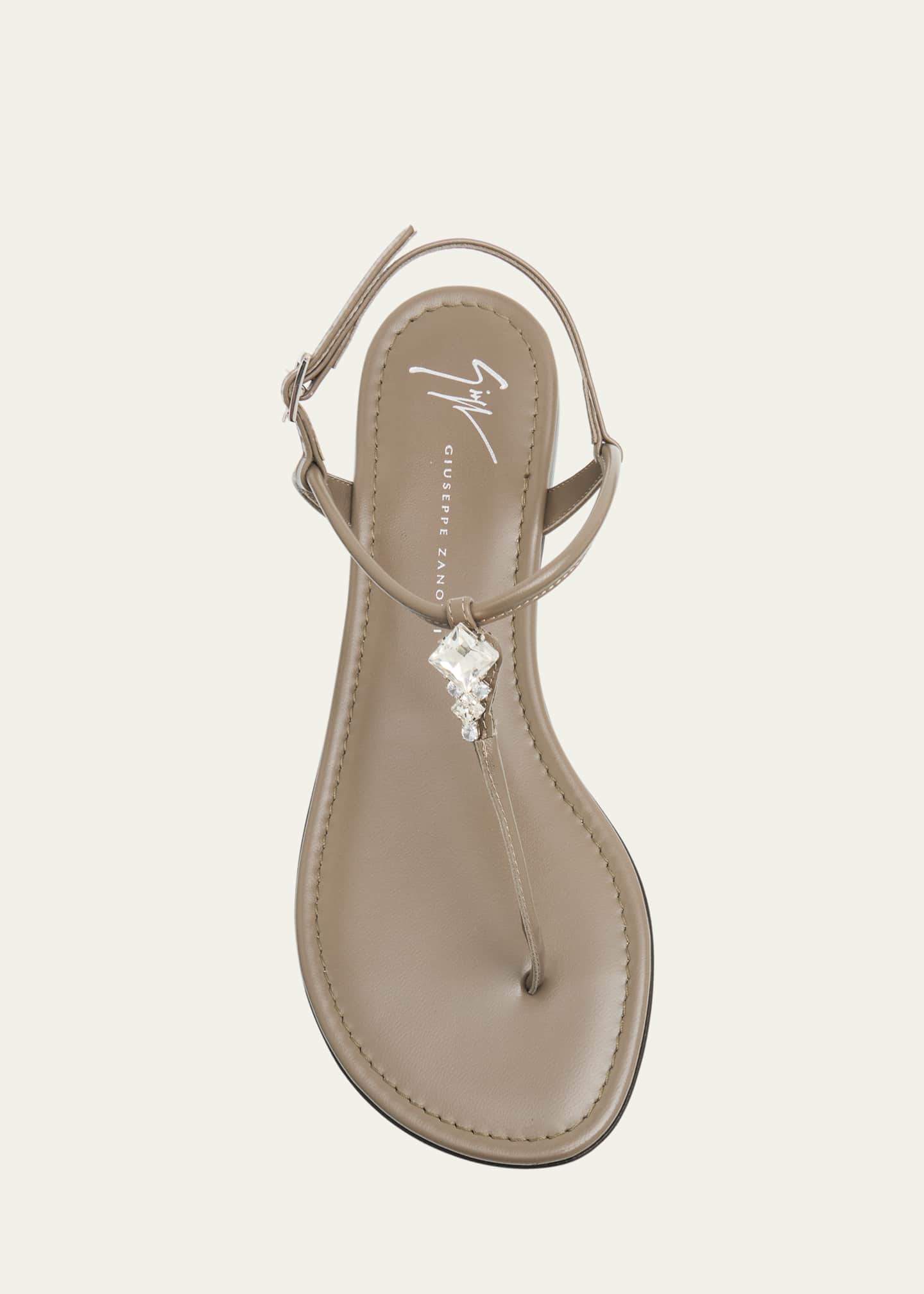 Giuseppe Zanotti Crystal Leather Thong Sandals Image 6 of 6