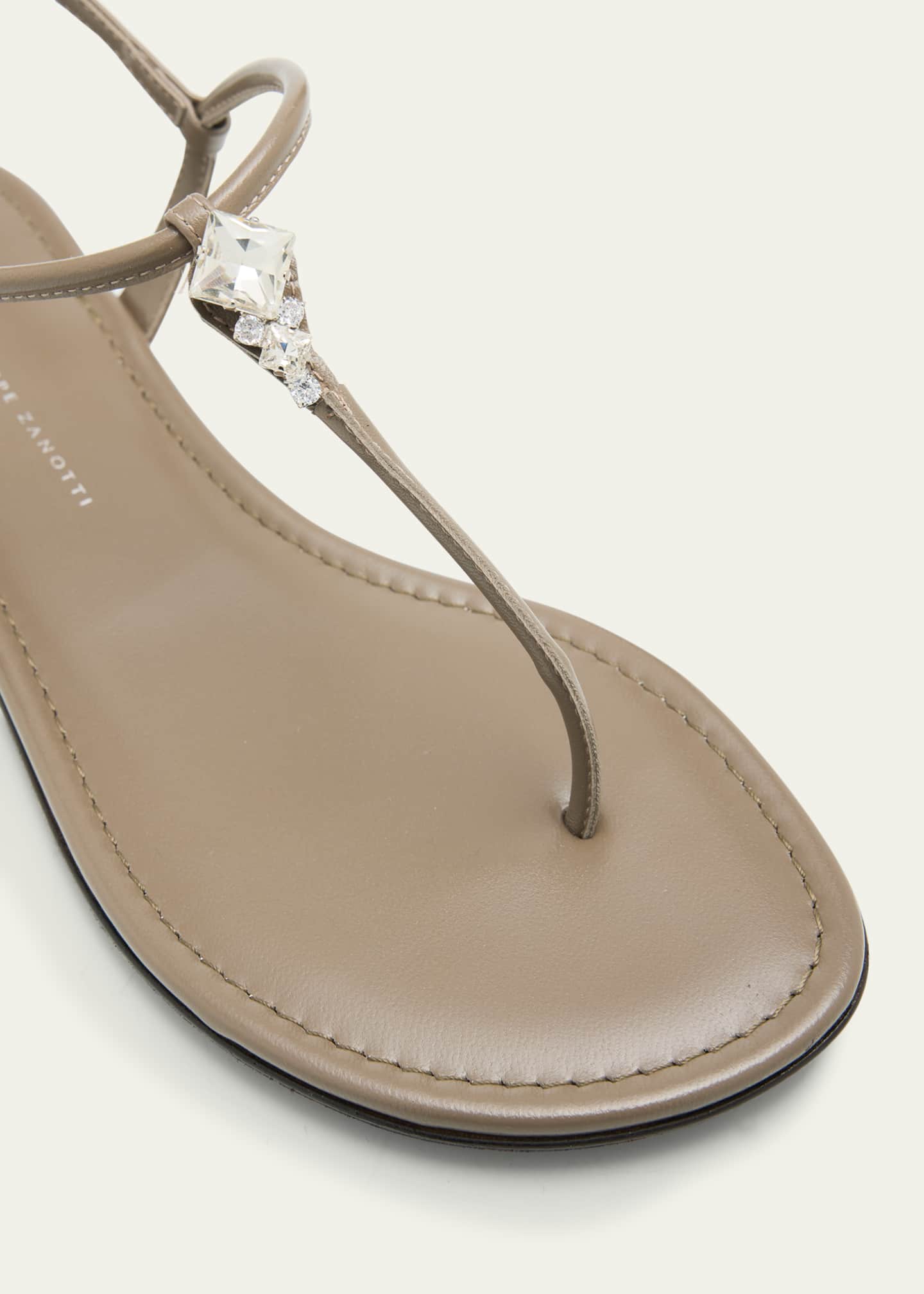 Giuseppe Zanotti Crystal Leather Thong Sandals Image 5 of 6