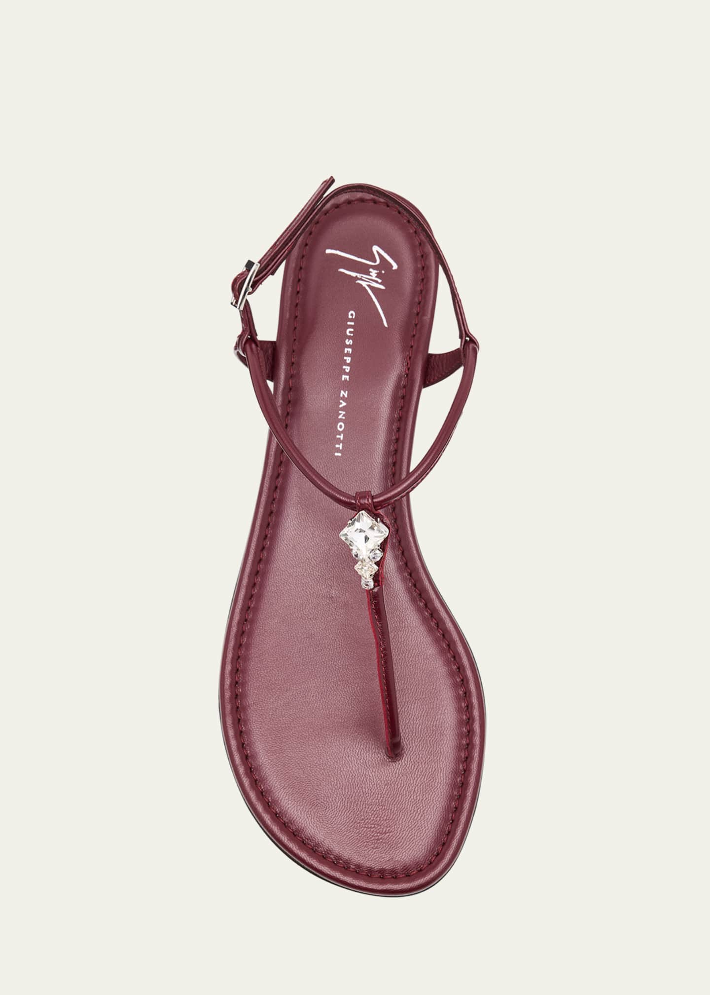Giuseppe Zanotti Crystal Leather Thong Sandals Image 6 of 6