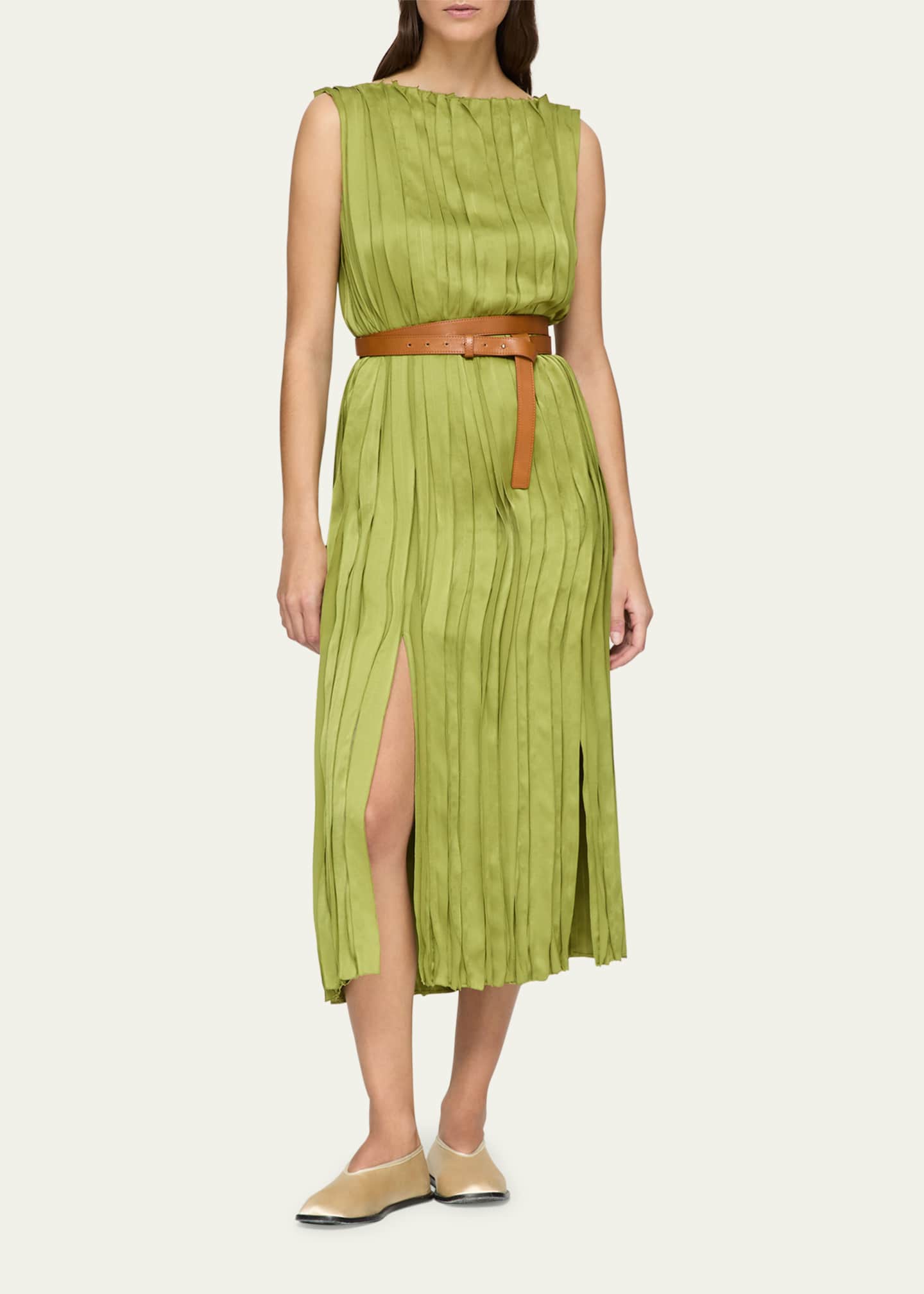 Lafayette 148 New York Sleeveless Self-Paneled Midi Dress Image 2 of 5