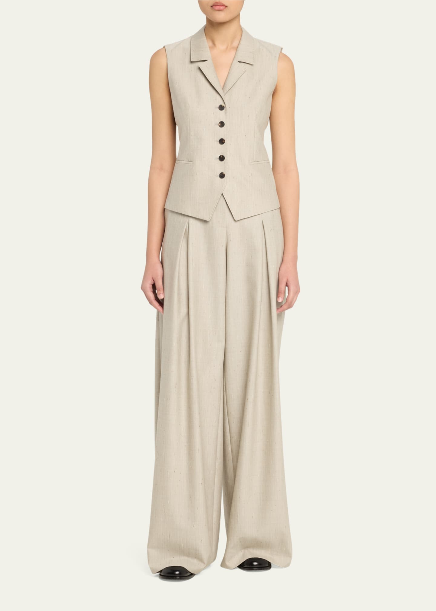 Warren Pleated Wide-Leg Pants - Thumbnail 2