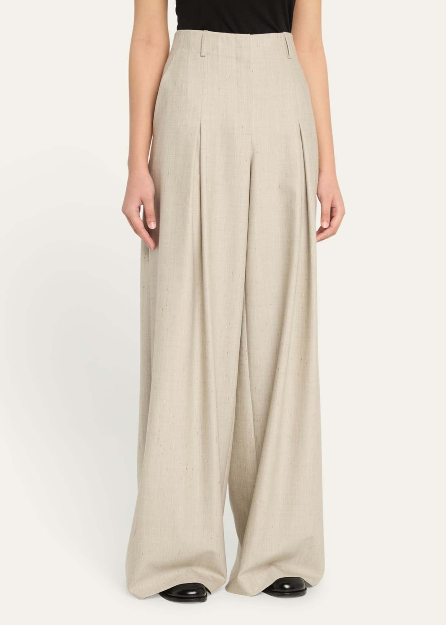 Warren Pleated Wide-Leg Pants - Thumbnail 4