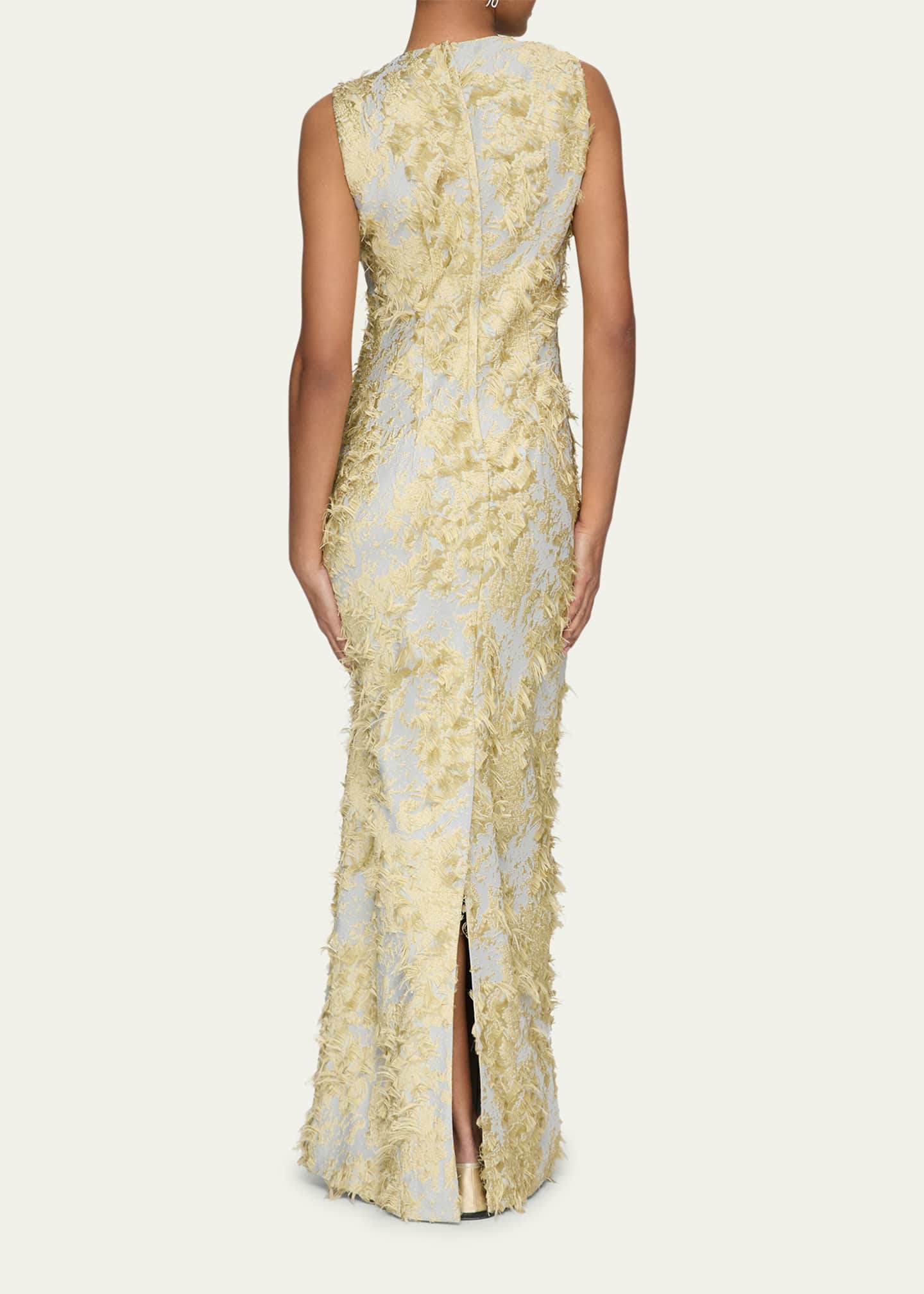 Lafayette 148 New York Sleeveless Metallic Fringe Jacquard Gown Image 3 of 4
