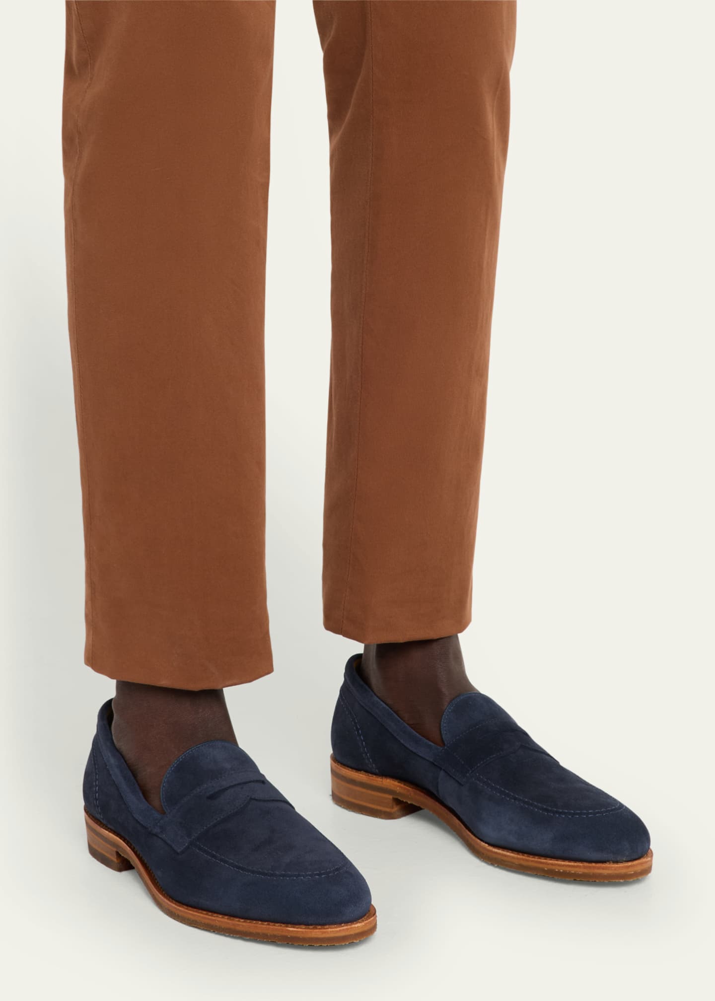 Allen Edmonds Reserve Men's Roman Suede Contrast-Sole Penny Loafers Image 2 of 6