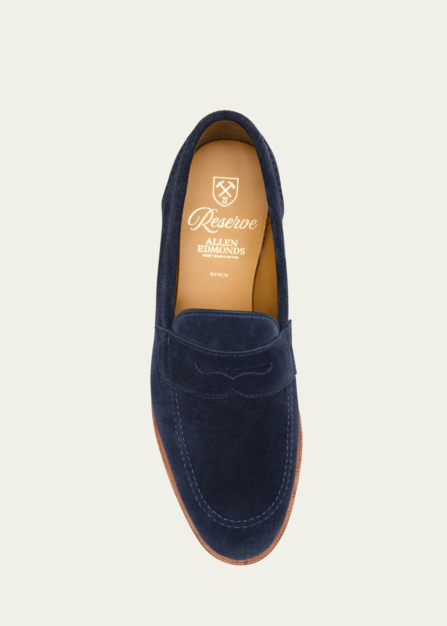 Allen Edmonds Reserve Men's Roman Suede Contrast-Sole Penny Loafers Image 6 of 6