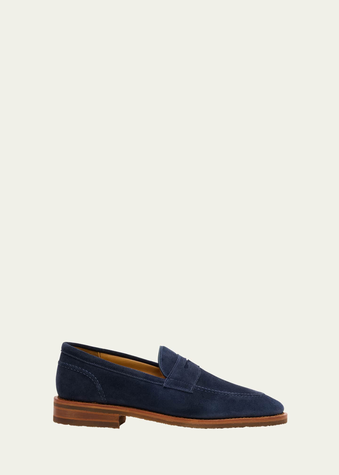 Allen Edmonds Reserve Men's Roman Suede Contrast-Sole Penny Loafers Image 1 of 6