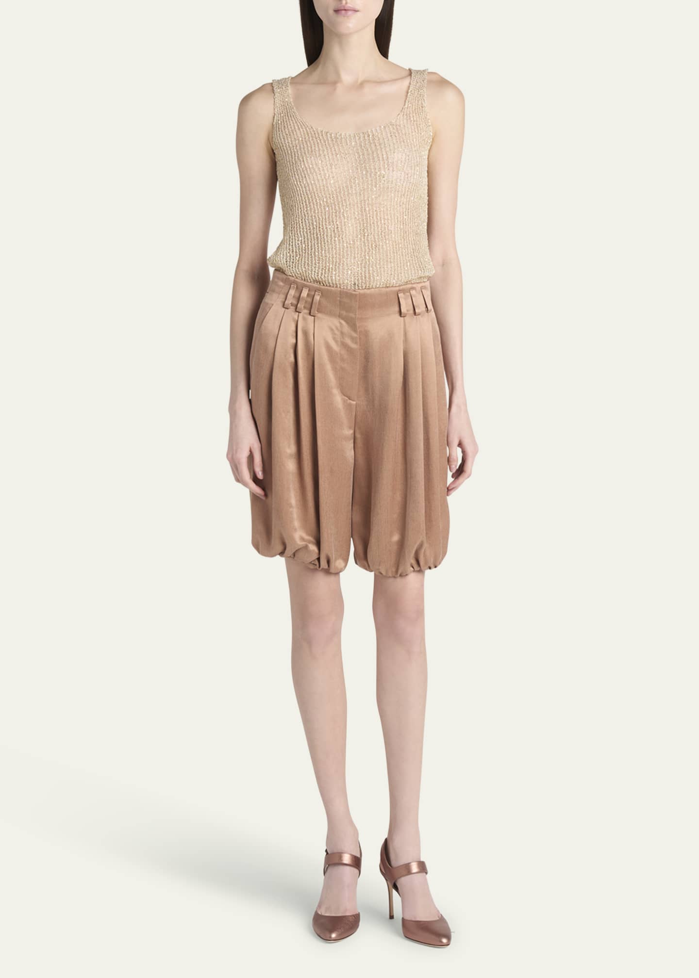Giorgio Armani Pleated Bubble Viscose Shorts Image 2 of 5