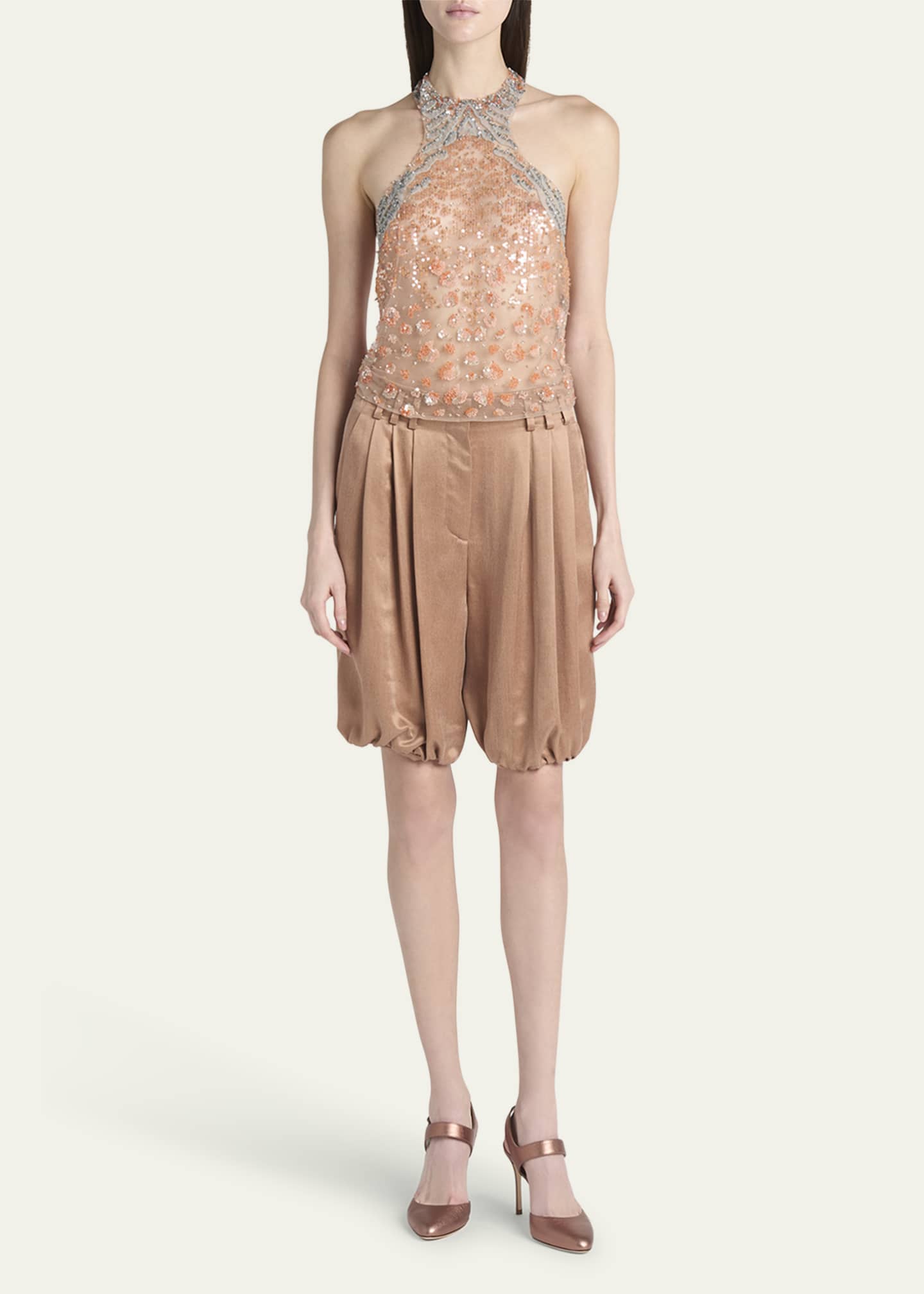 Giorgio Armani Halter Sequined Semi-Sheer Blouse Image 2 of 5