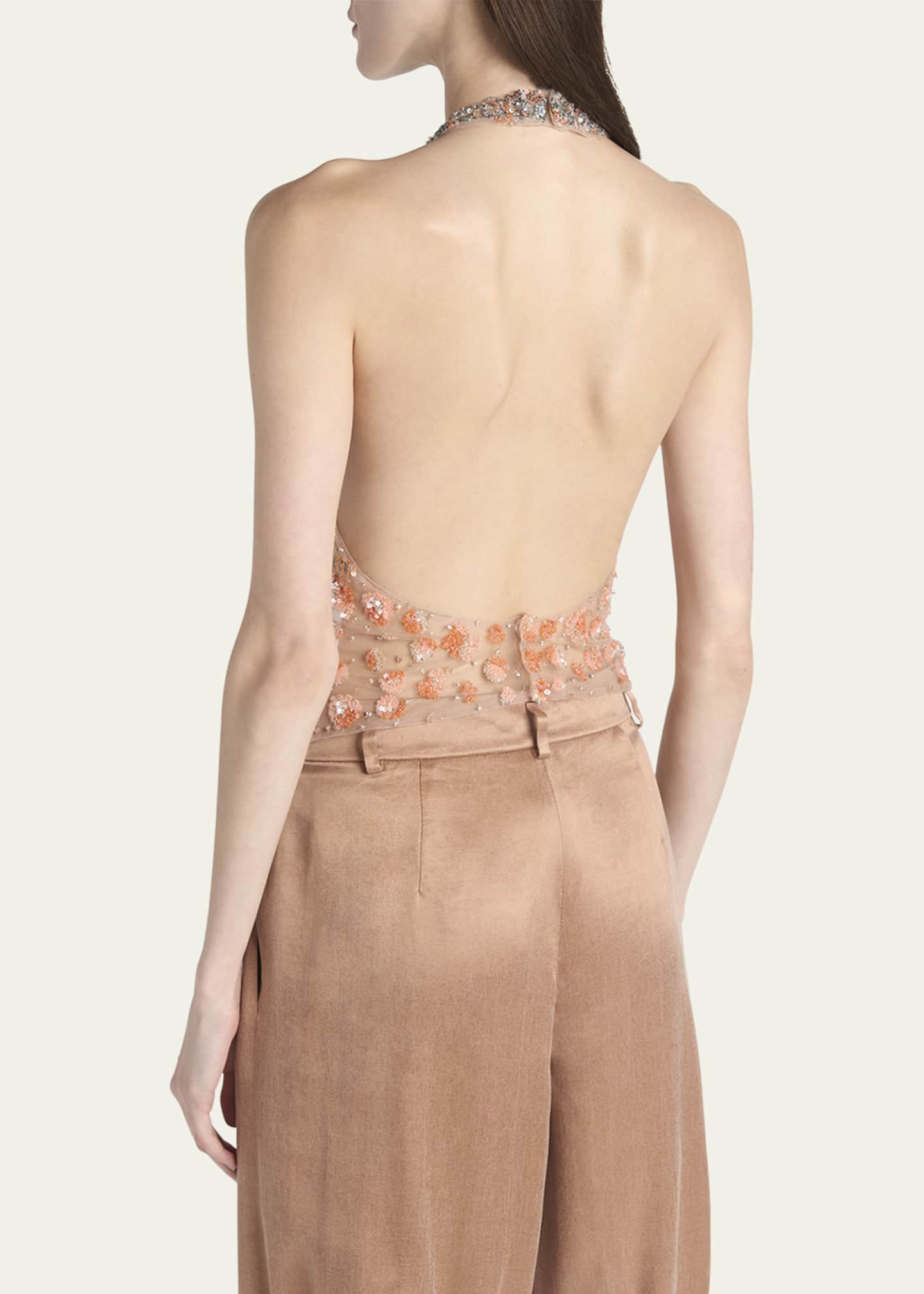 Giorgio Armani Halter Sequined Semi-Sheer Blouse Image 3 of 5