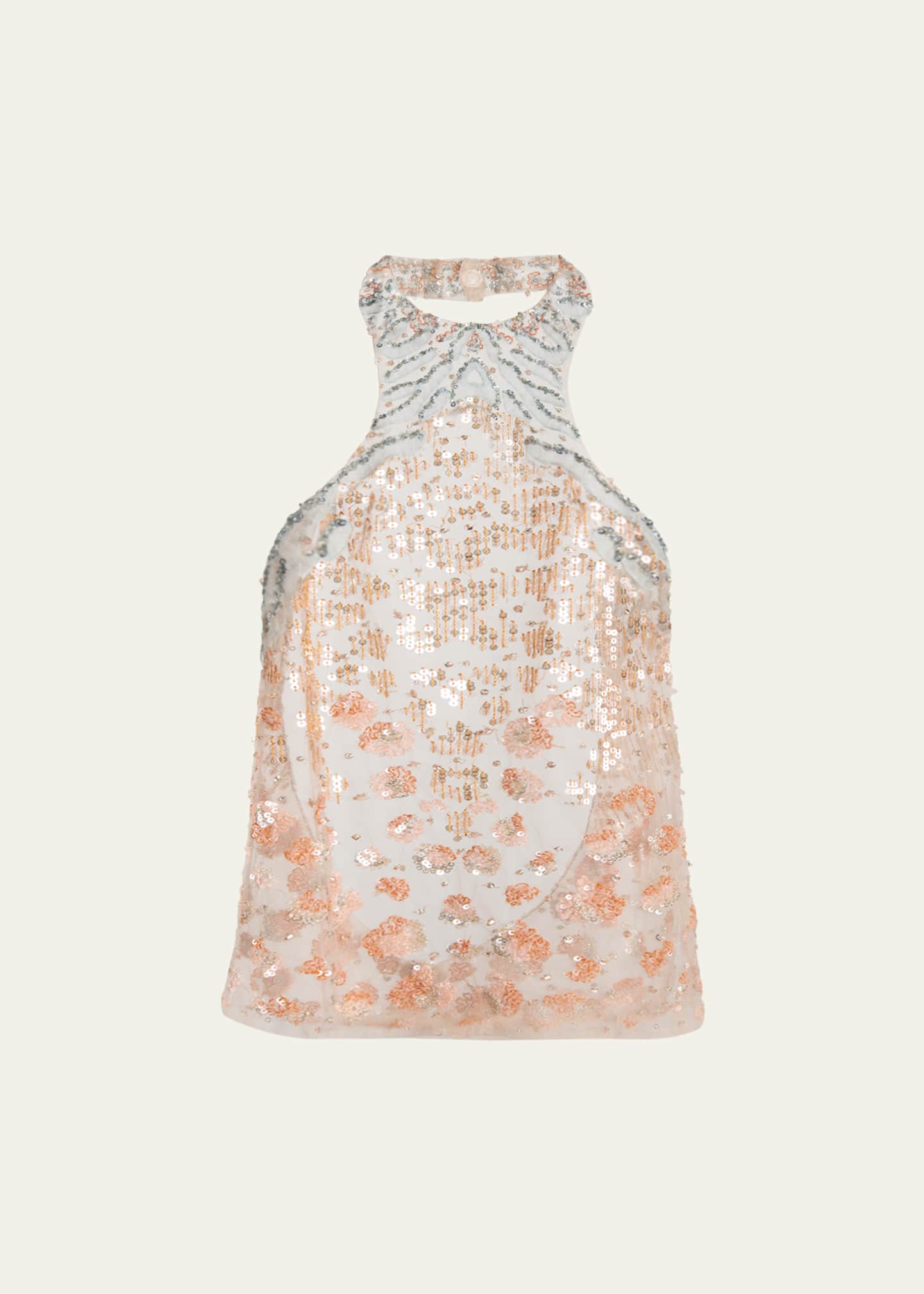 Giorgio Armani Halter Sequined Semi-Sheer Blouse Image 1 of 5