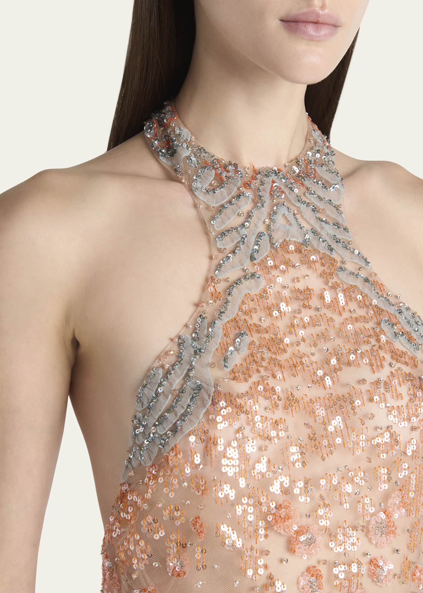 Giorgio Armani Halter Sequined Semi-Sheer Blouse Image 5 of 5