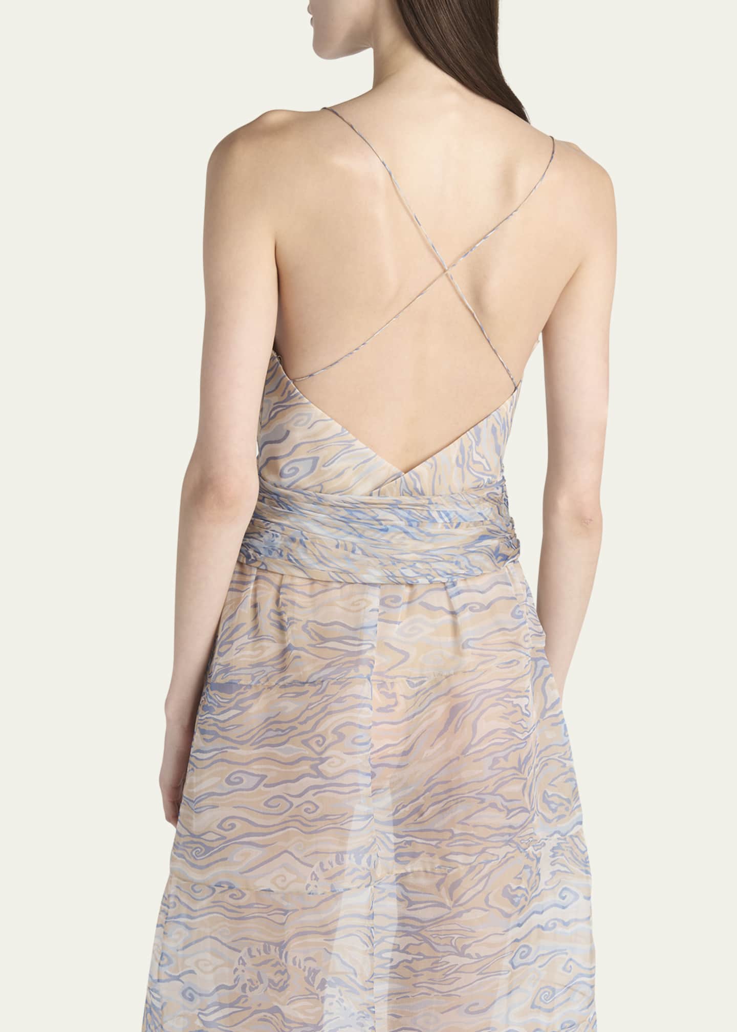 Giorgio Armani Abstract Crisscross Ruched Silk Blouse Image 3 of 5