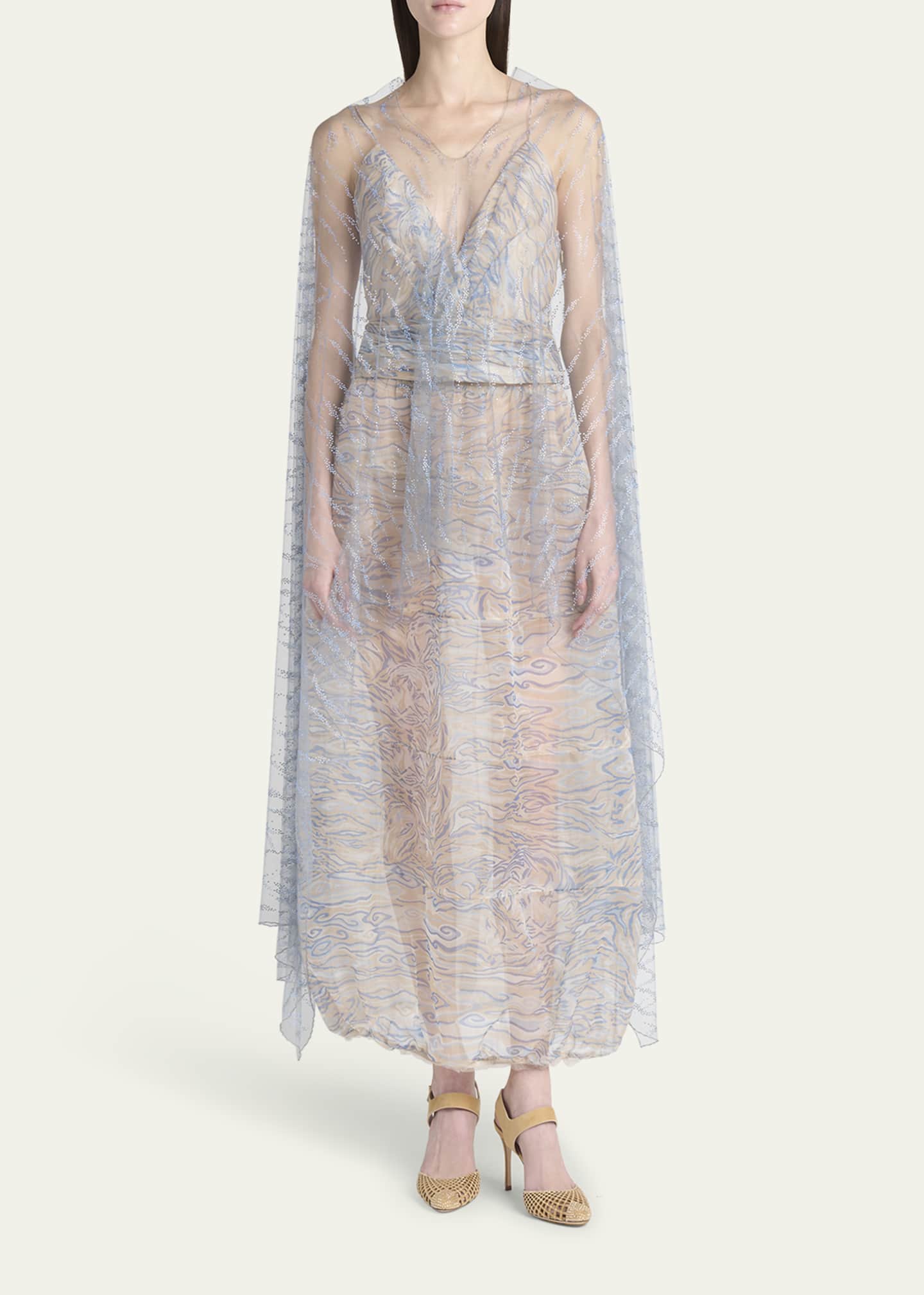 Giorgio Armani Abstract Semi-Sheer Maxi Skirt Image 2 of 5
