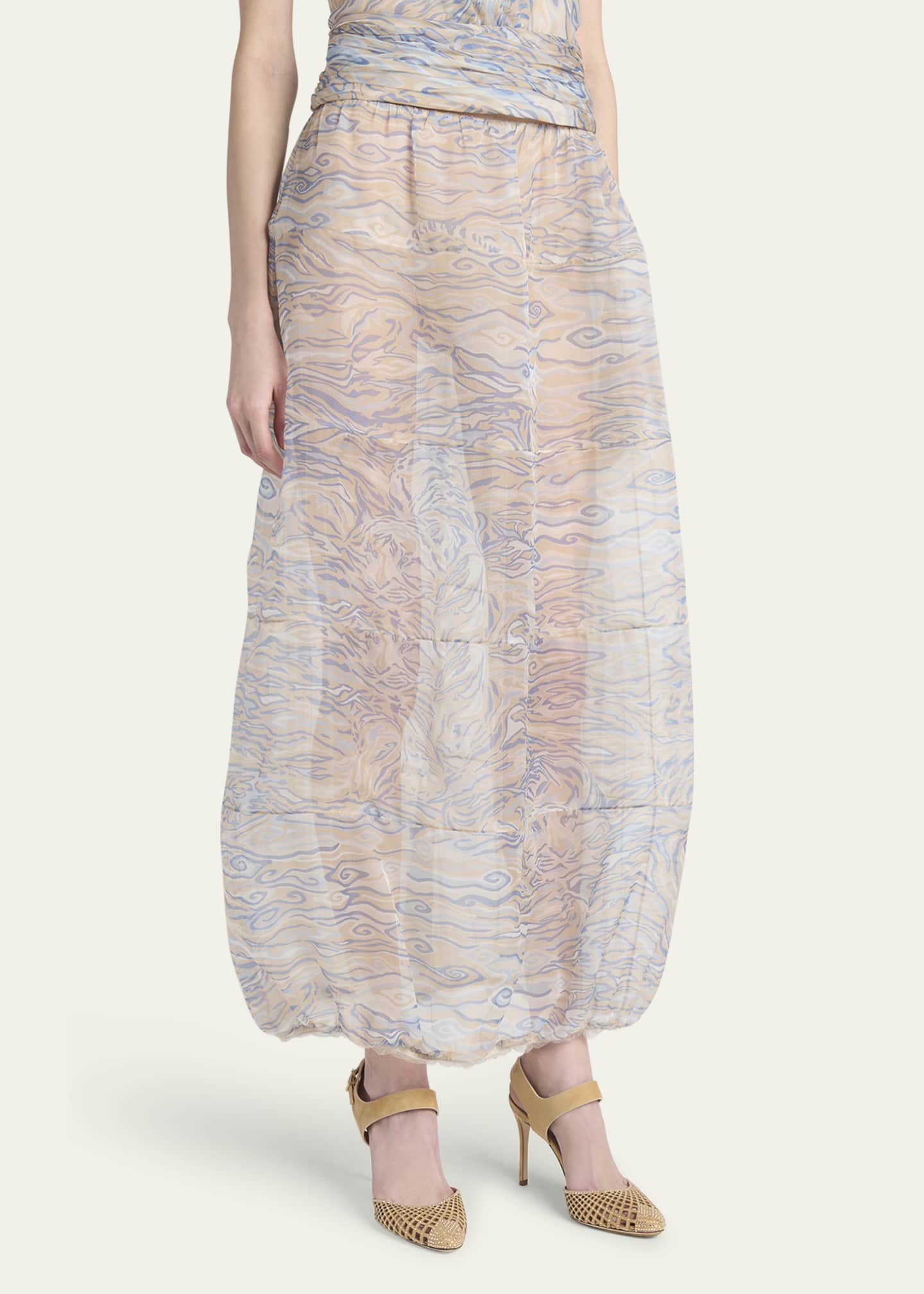 Giorgio Armani Abstract Semi-Sheer Maxi Skirt Image 4 of 5