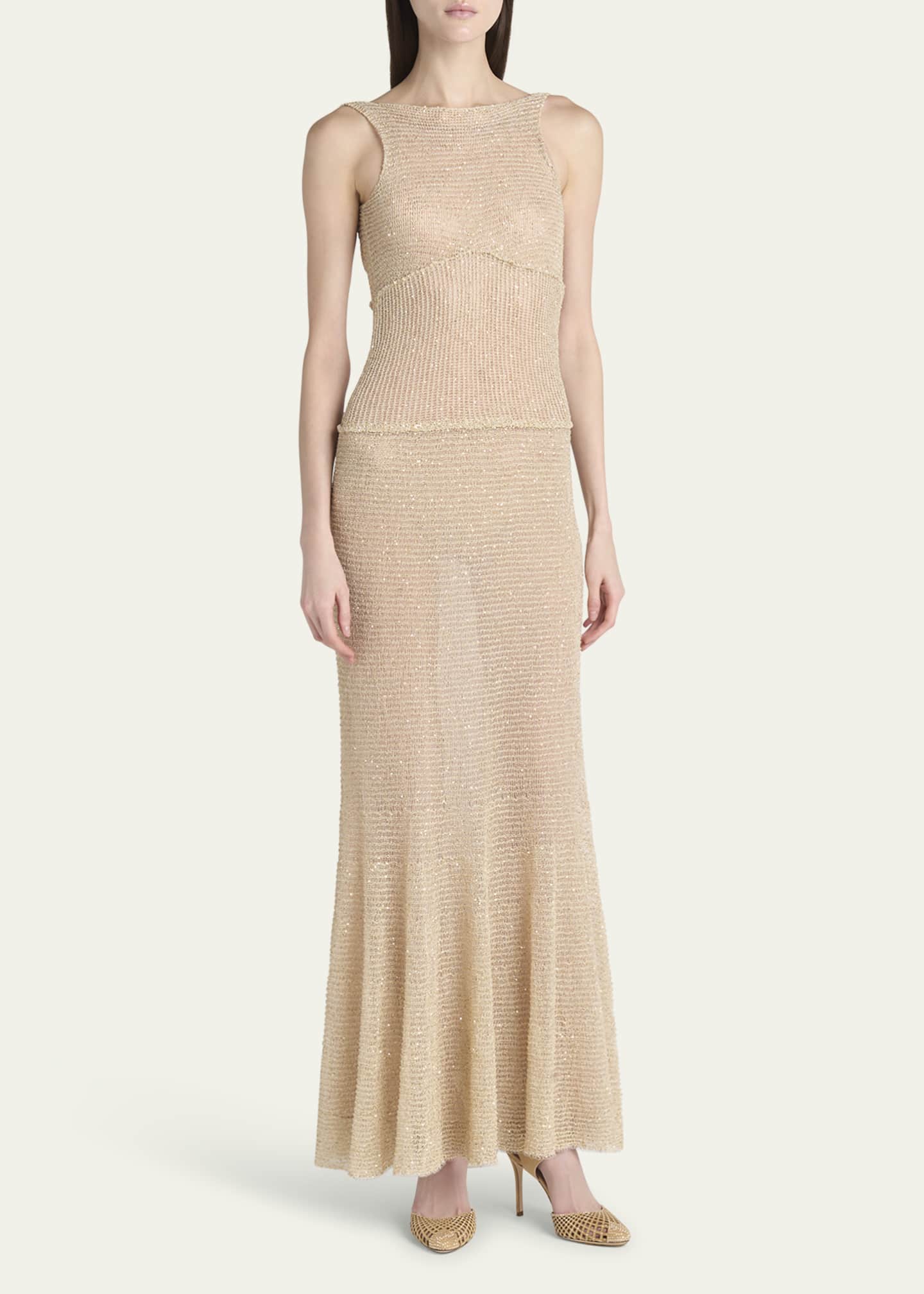Giorgio Armani Long Metallic Backless Gown Image 2 of 5