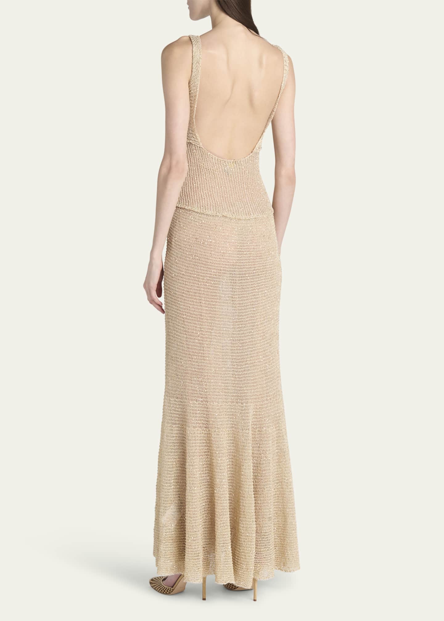 Giorgio Armani Long Metallic Backless Gown Image 3 of 5