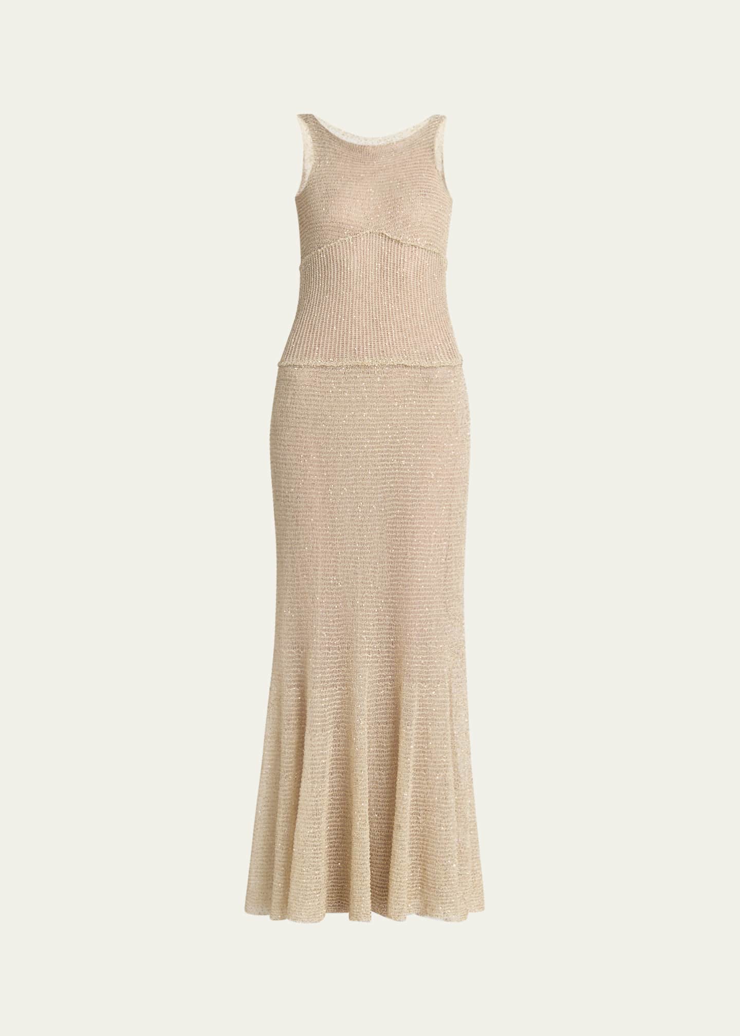 Giorgio Armani Long Metallic Backless Gown Image 1 of 5