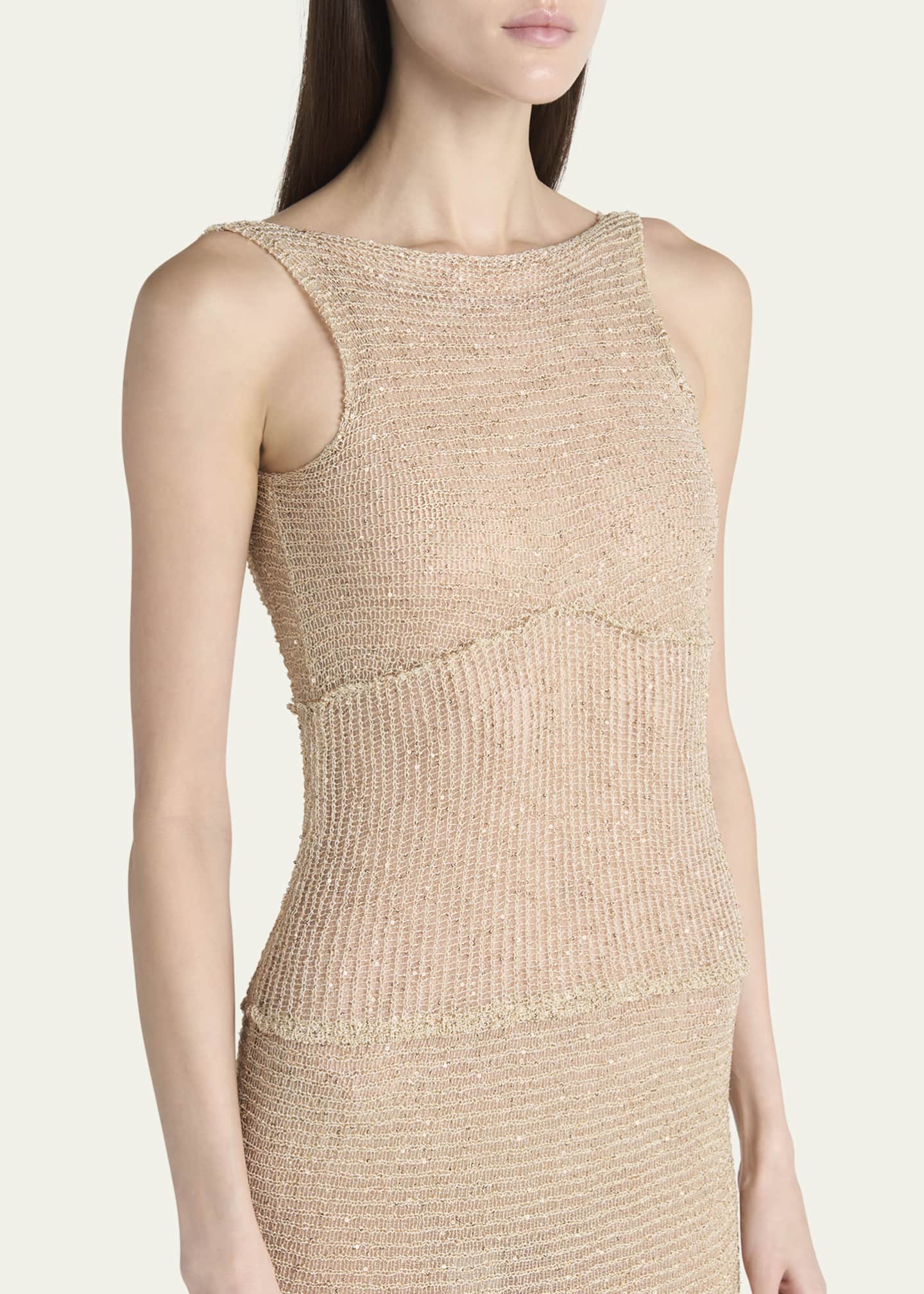 Giorgio Armani Long Metallic Backless Gown Image 5 of 5