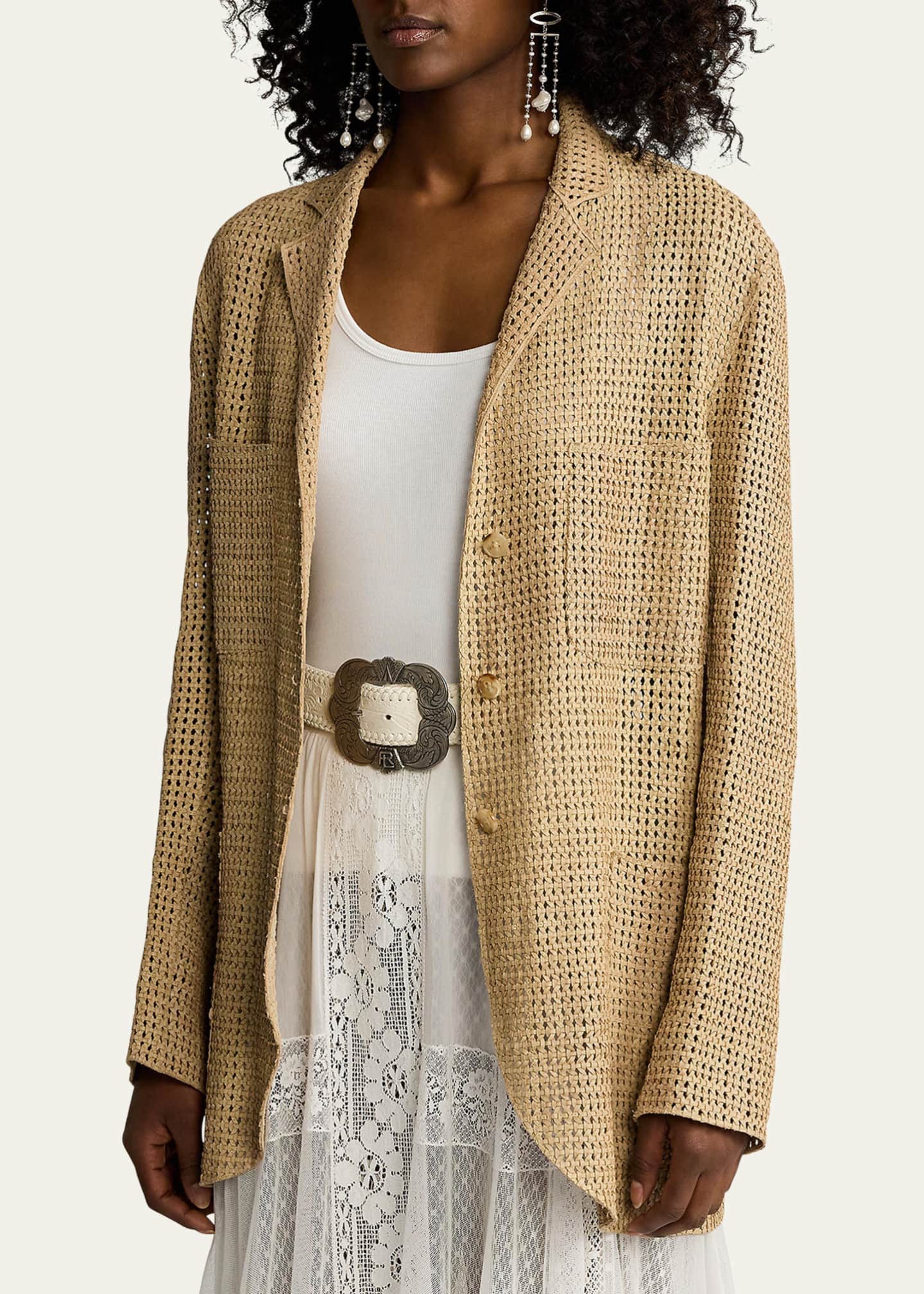 Ralph Lauren Collection Lydia Woven Lambskin Jacket Image 3 of 3