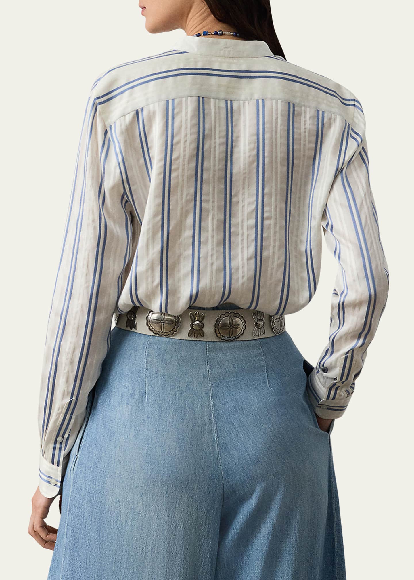 Ralph Lauren Collection Imann Striped Mulberry Silk Shirt Image 3 of 5
