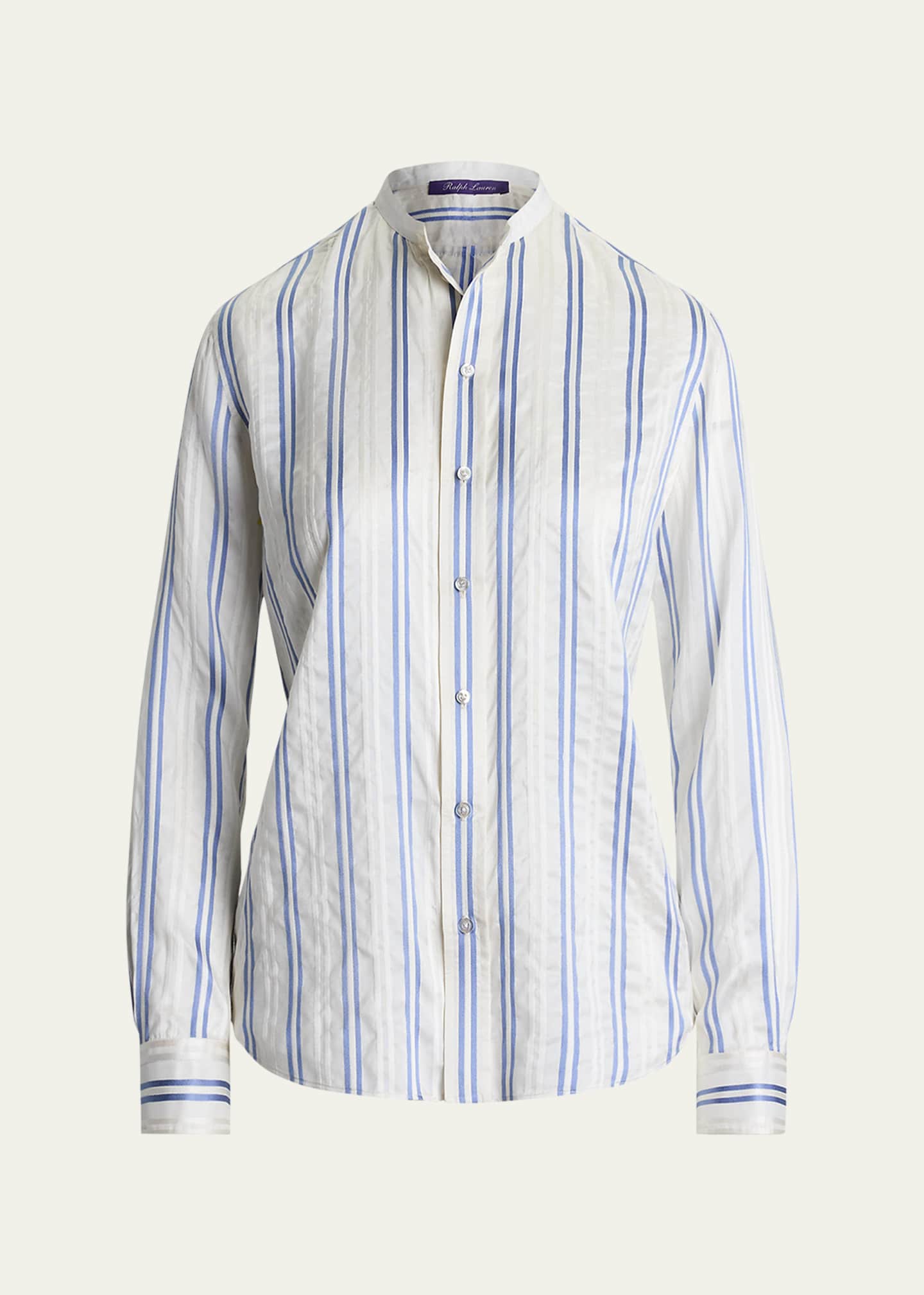 Ralph Lauren Collection Imann Striped Mulberry Silk Shirt Image 1 of 5