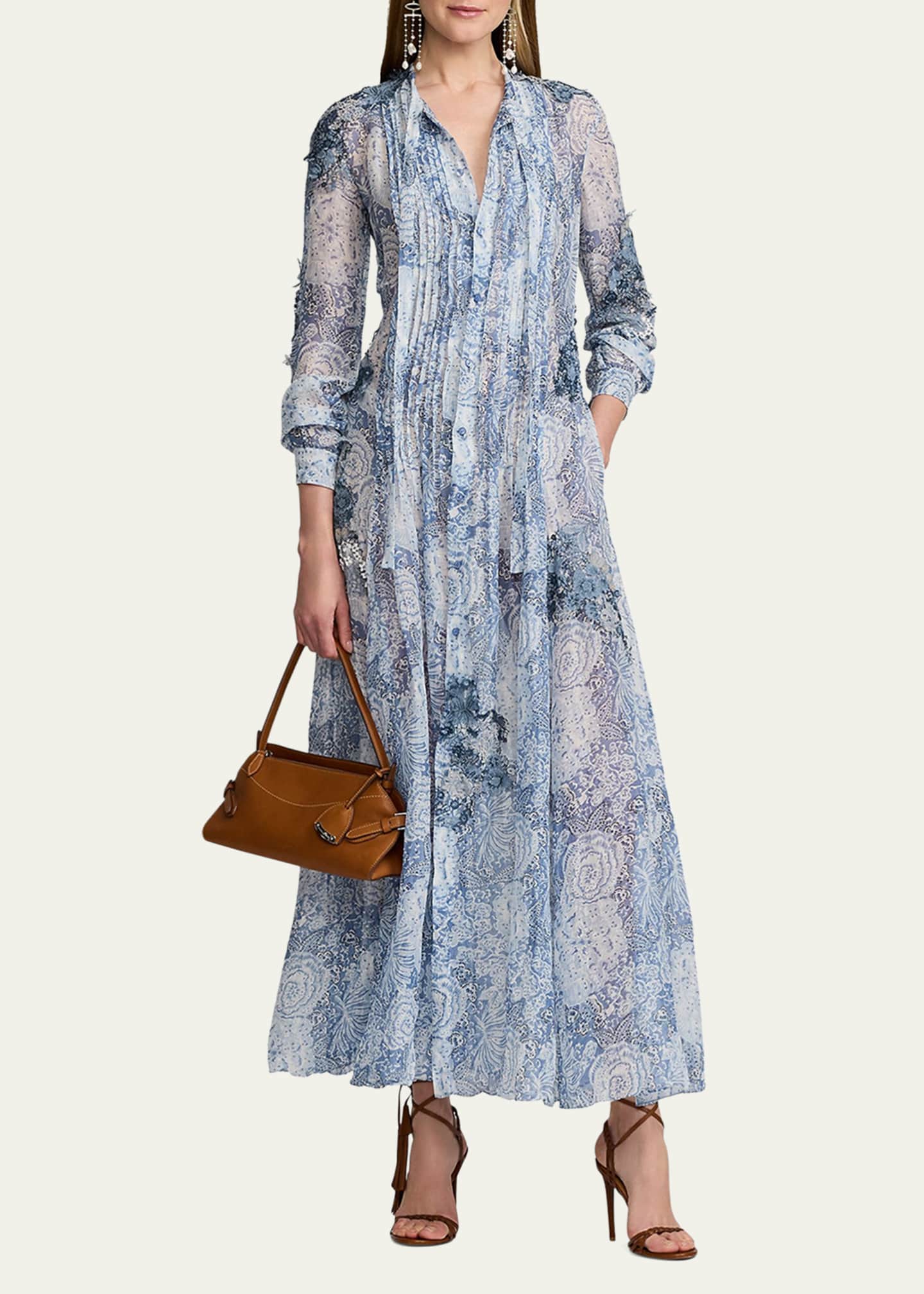 【送料&関税込】Ralph Lauren Graison Long Dress Ralph Lauren Collection Hannes Floral Print Gauze Maxi Dress