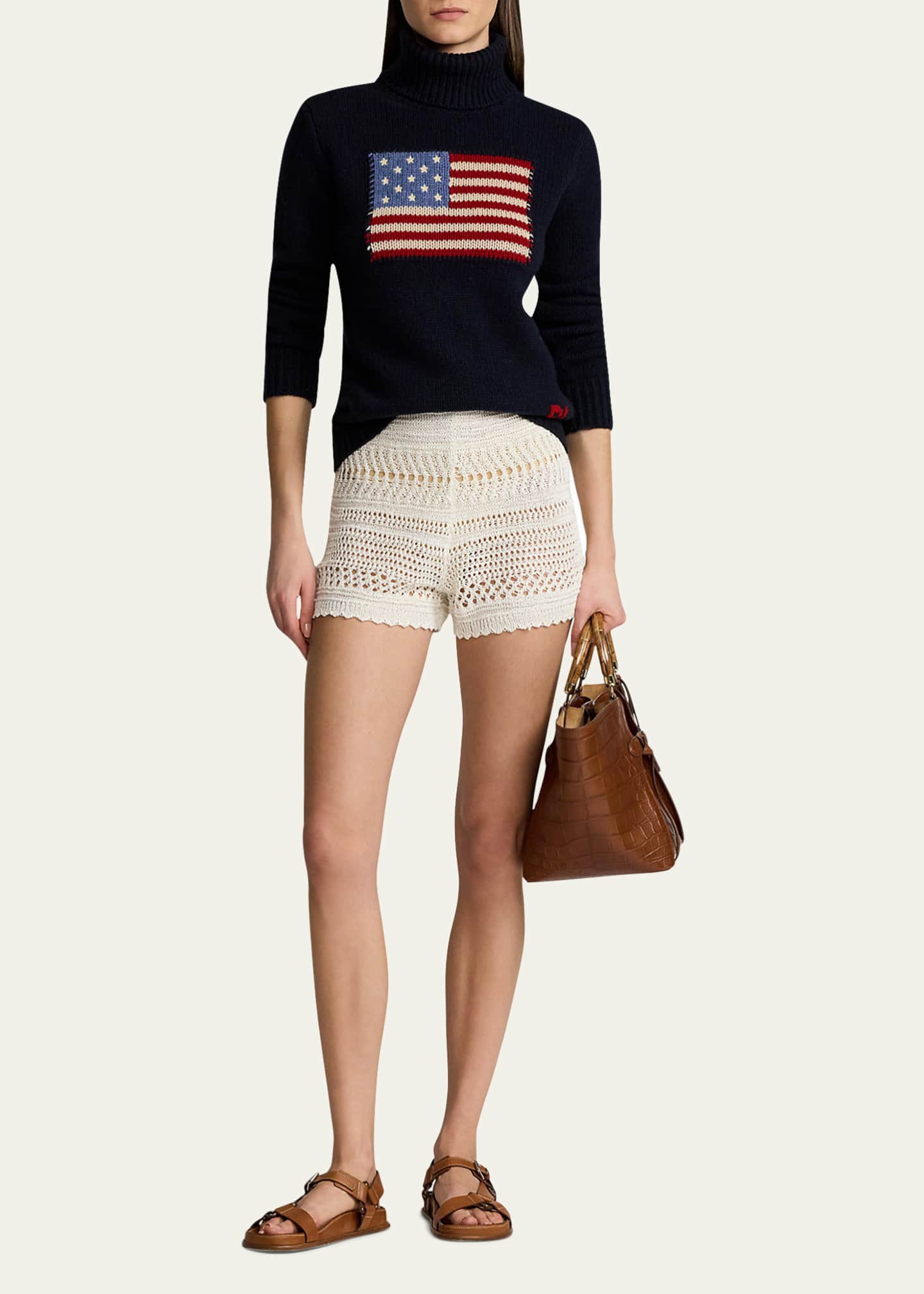 Ralph Lauren Collection Crochet Scallop Shorts Image 2 of 5