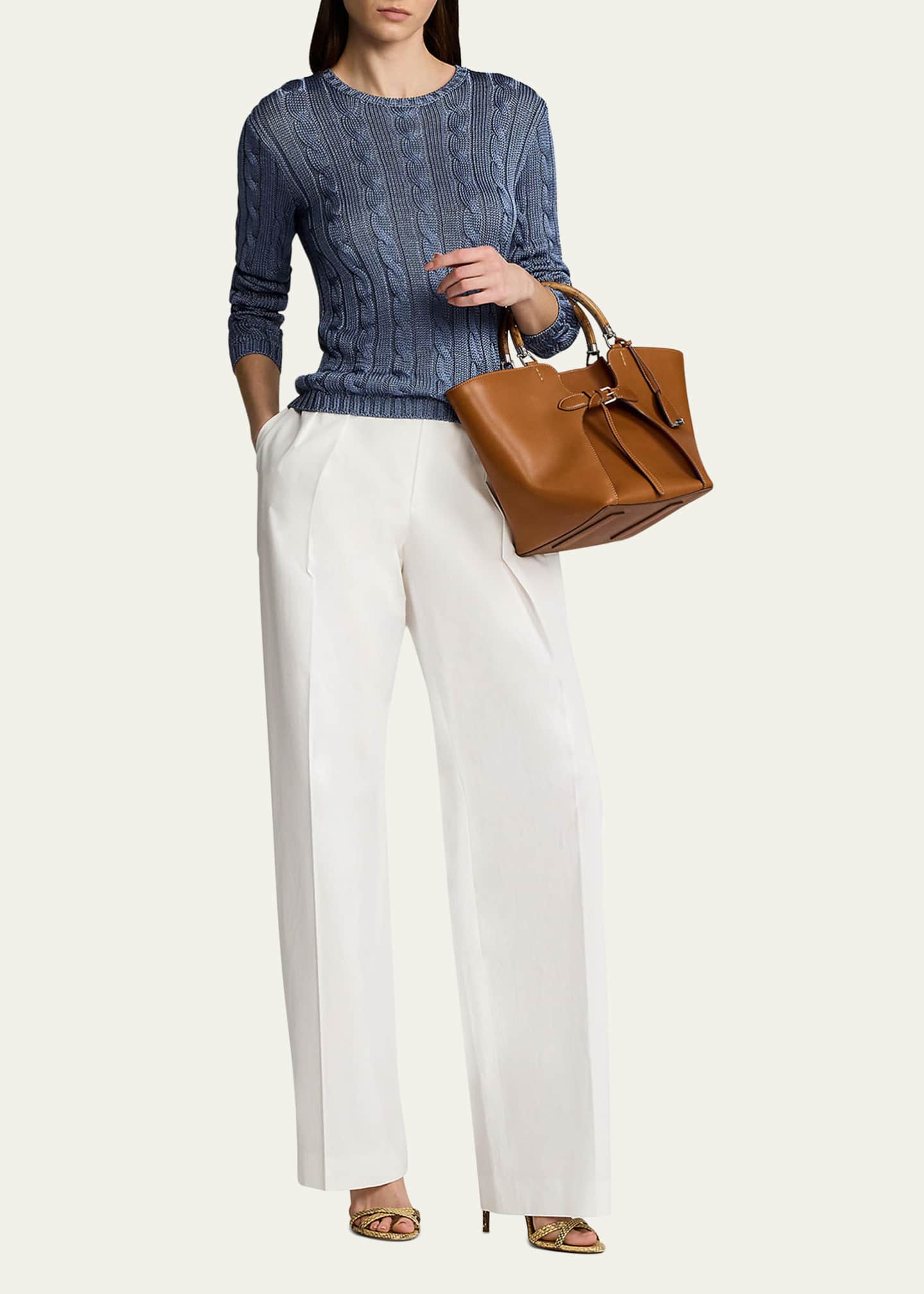 Ralph Lauren Collection Cable Silk Sweater Image 2 of 5
