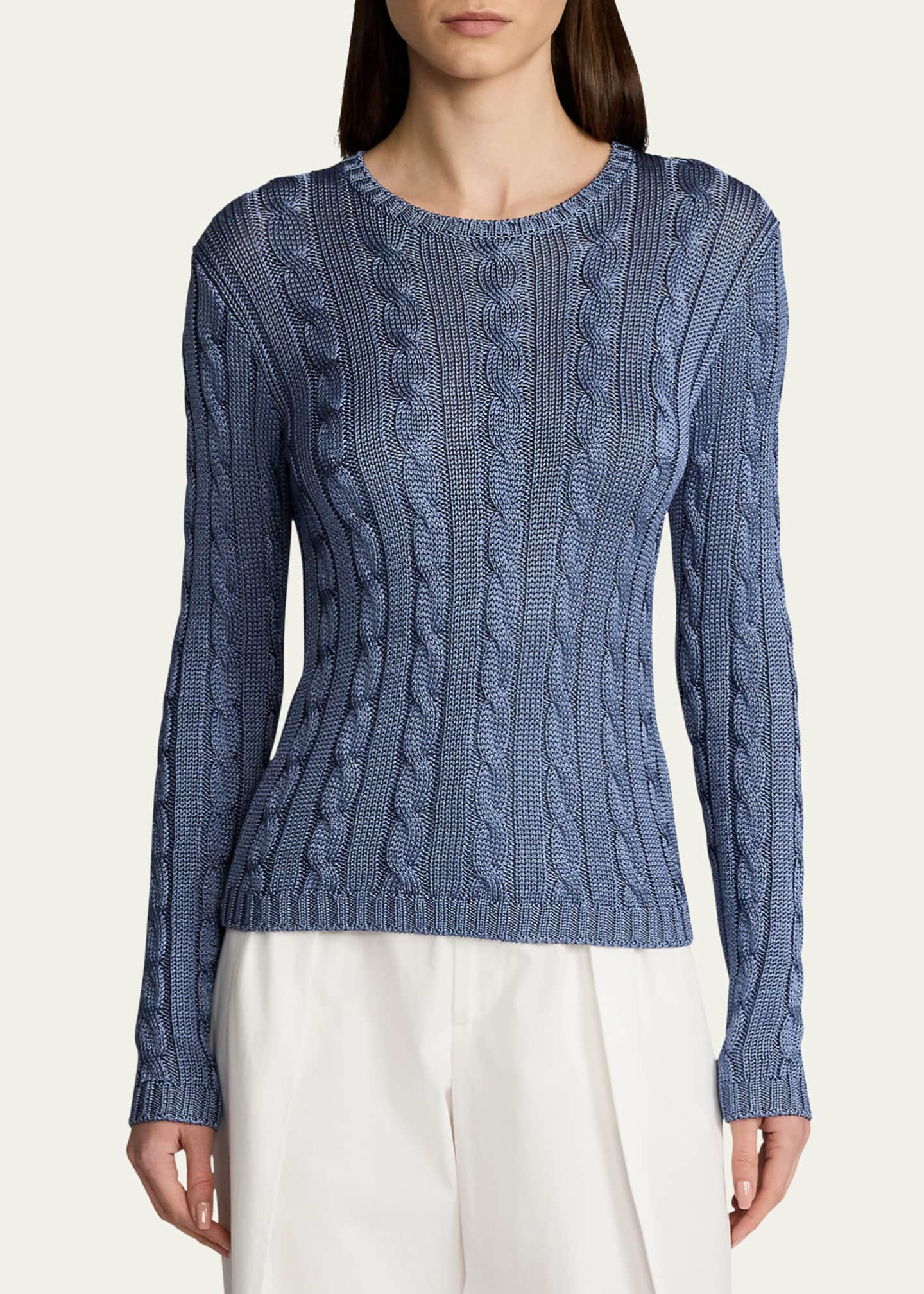 Ralph Lauren Collection Cable Silk Sweater Image 4 of 5