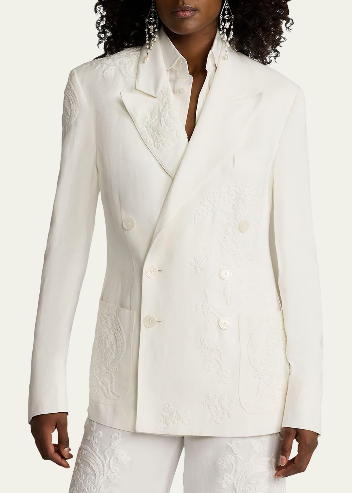 Ralph Lauren Collection Collen Embroidered Double-Breasted Jacket Image 4 of 5