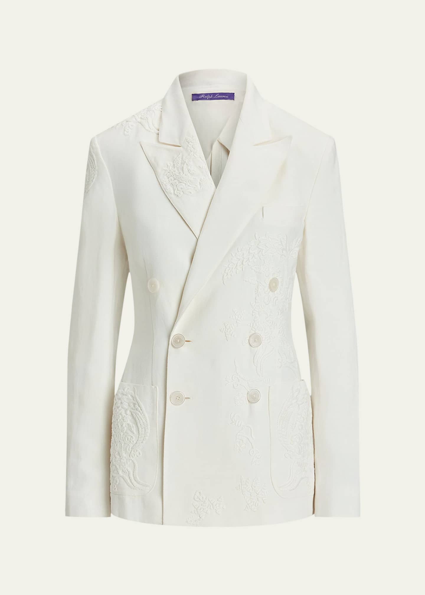 Ralph Lauren Collection Collen Embroidered Double-Breasted Jacket Image 1 of 5