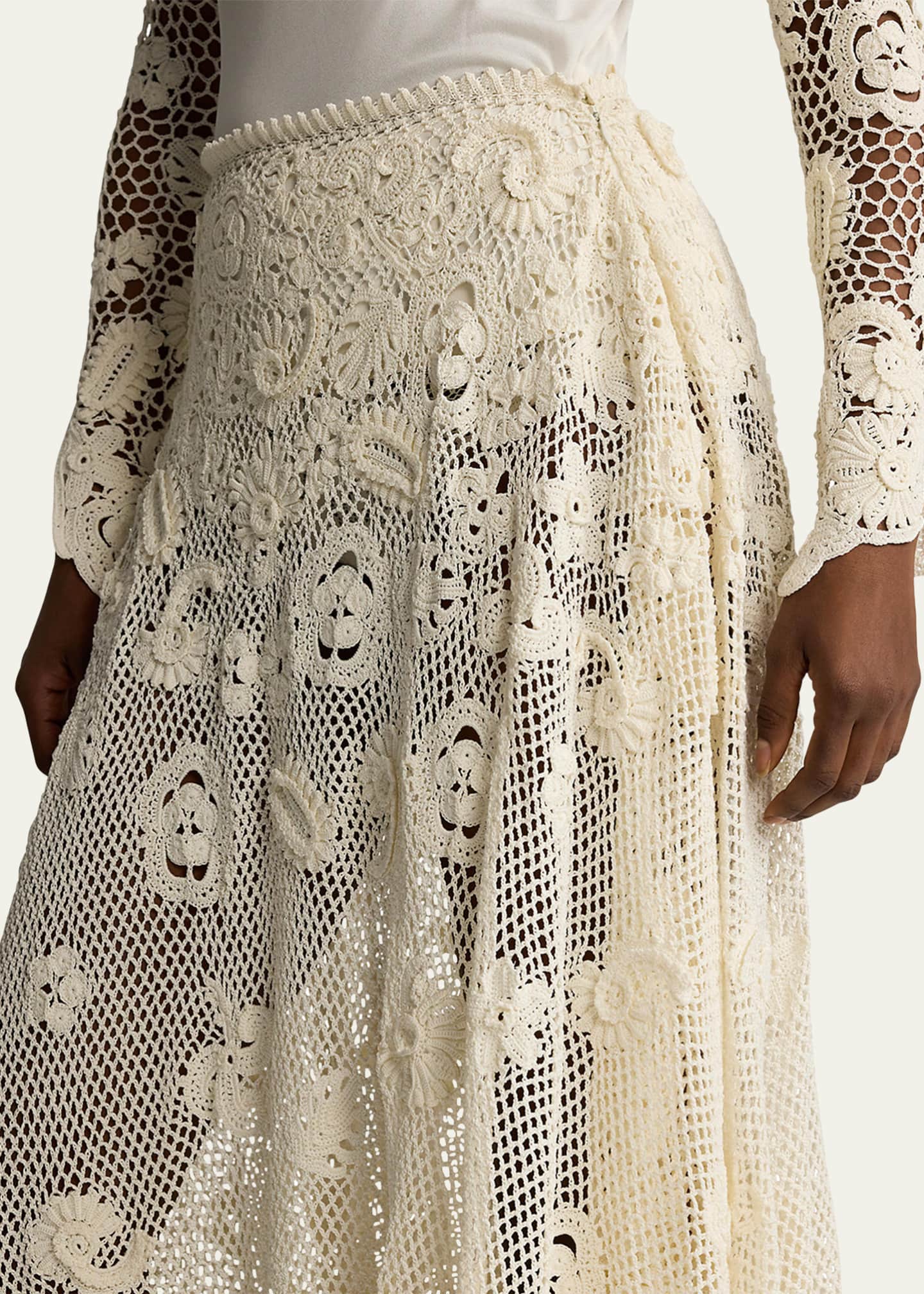 Ralph Lauren Collection Hand-Crocheted Floral Silk Sweater Skirt Image 5 of 5