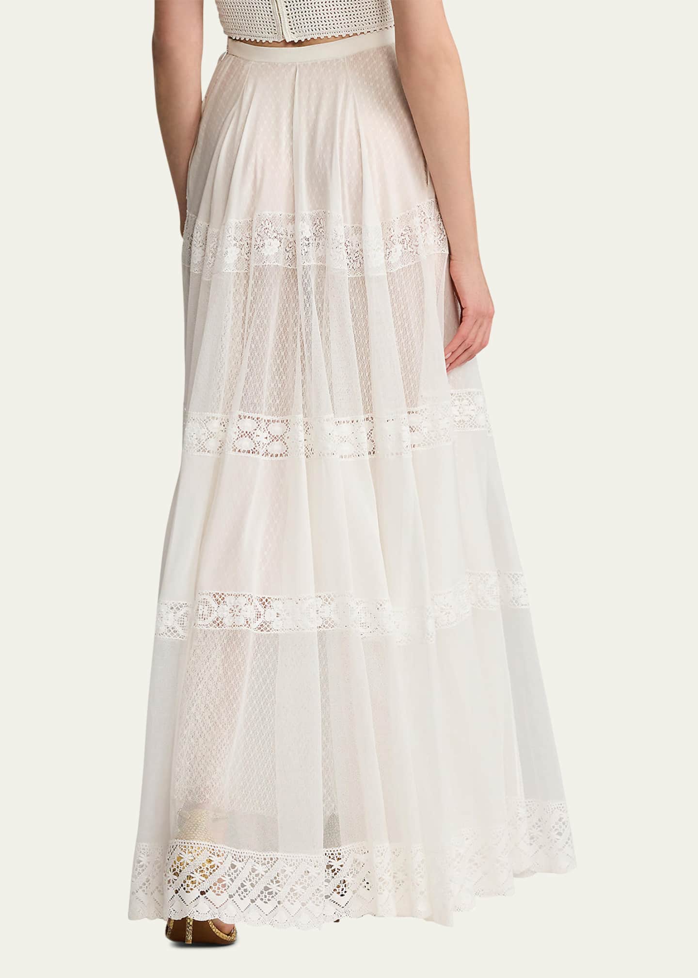 Ralph Lauren Collection Malti Embroidered Voile Maxi Skirt Image 3 of 5