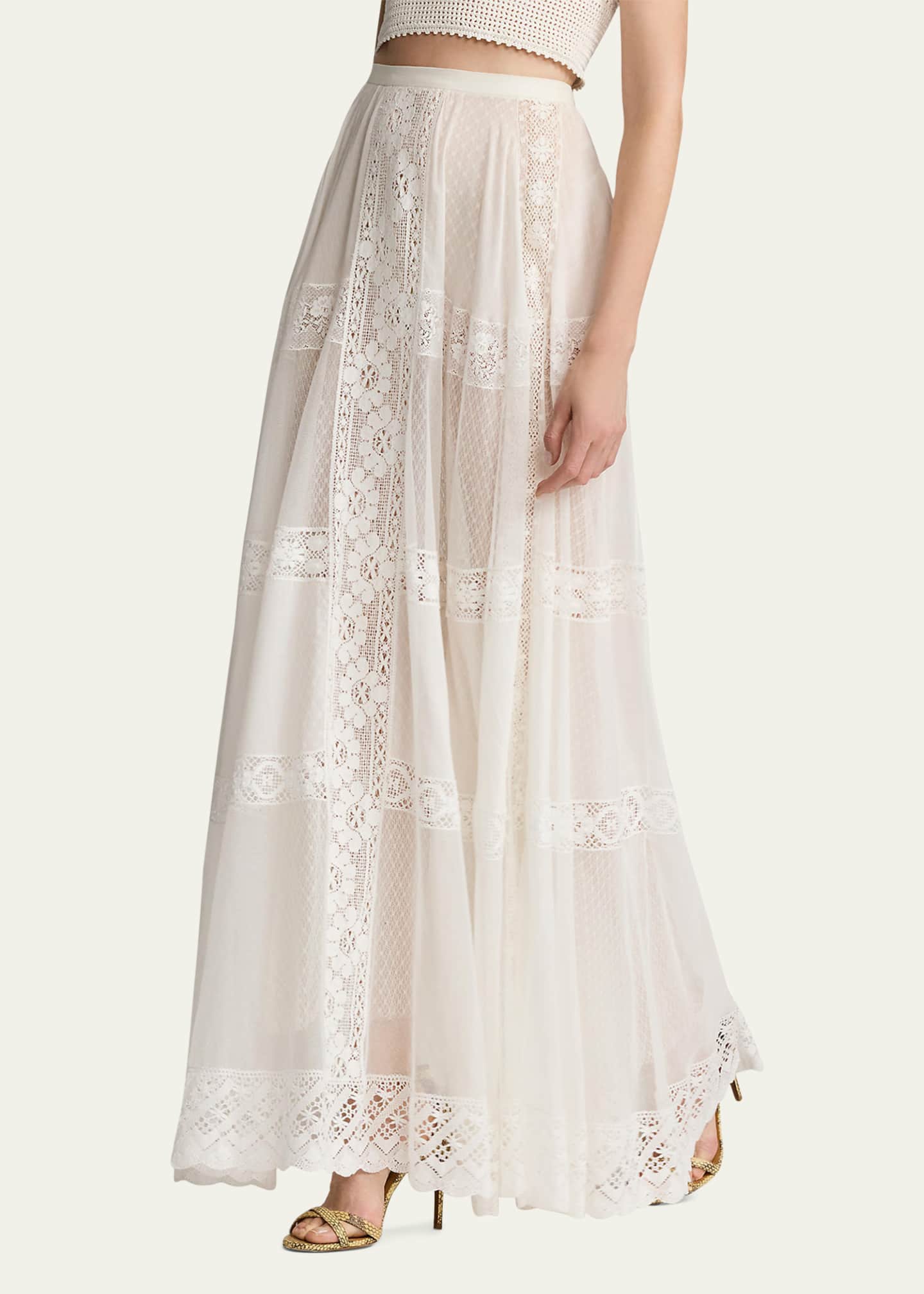 Ralph Lauren Collection Malti Embroidered Voile Maxi Skirt Image 4 of 5