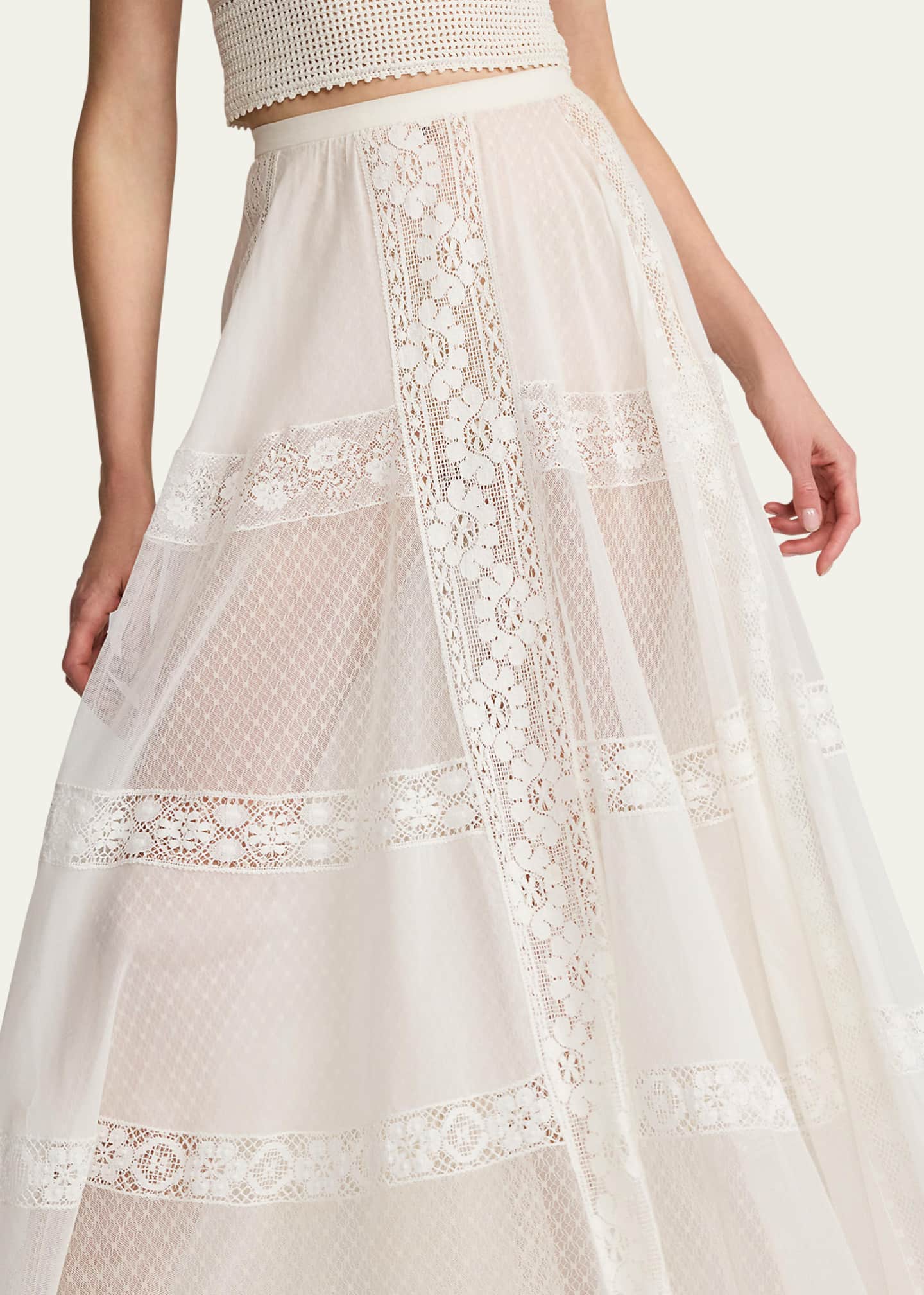 Ralph Lauren Collection Malti Embroidered Voile Maxi Skirt Image 5 of 5