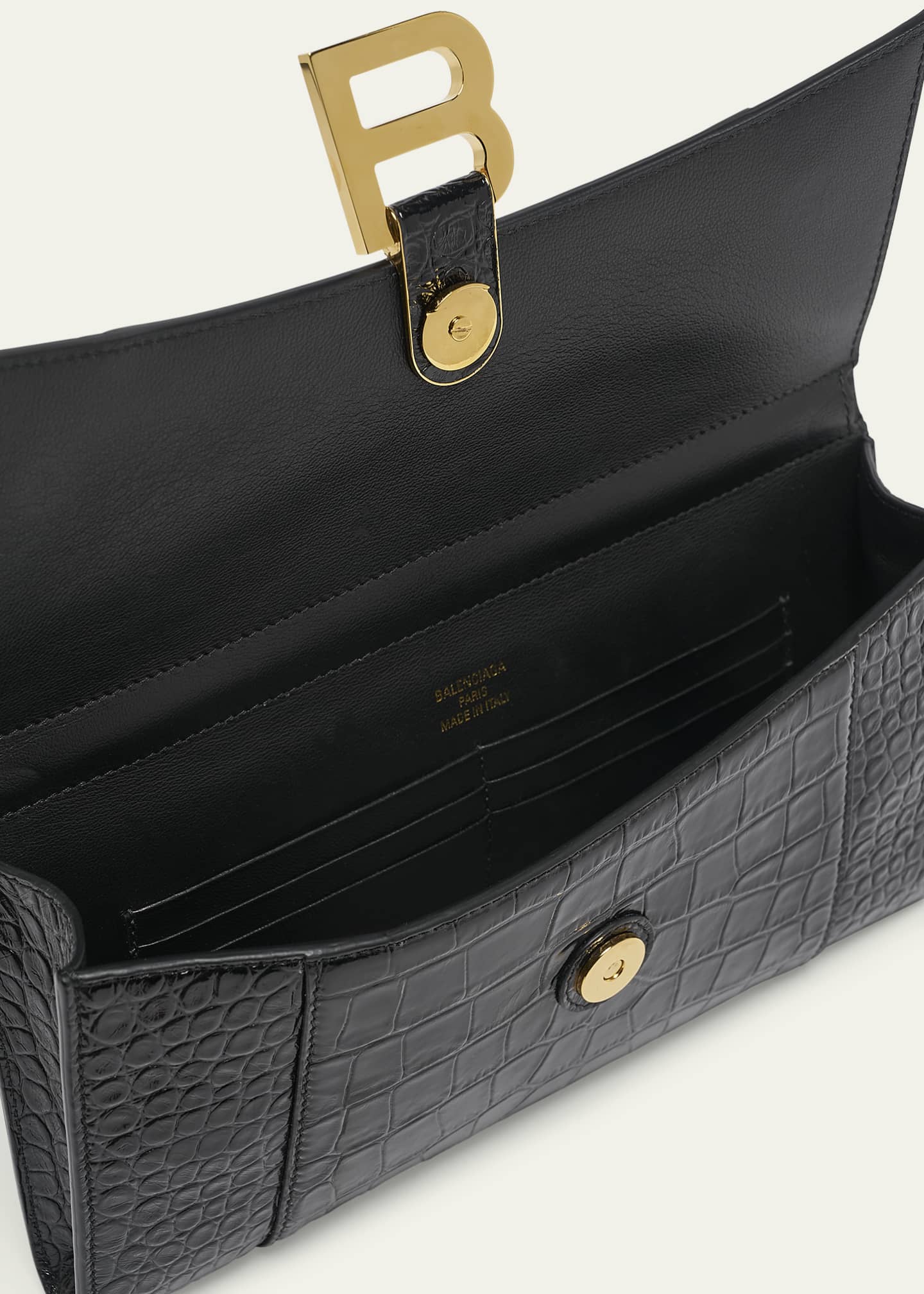 Balenciaga Hourglass Croc-Embossed Leather Top-Handle Bag Image 4 of 6