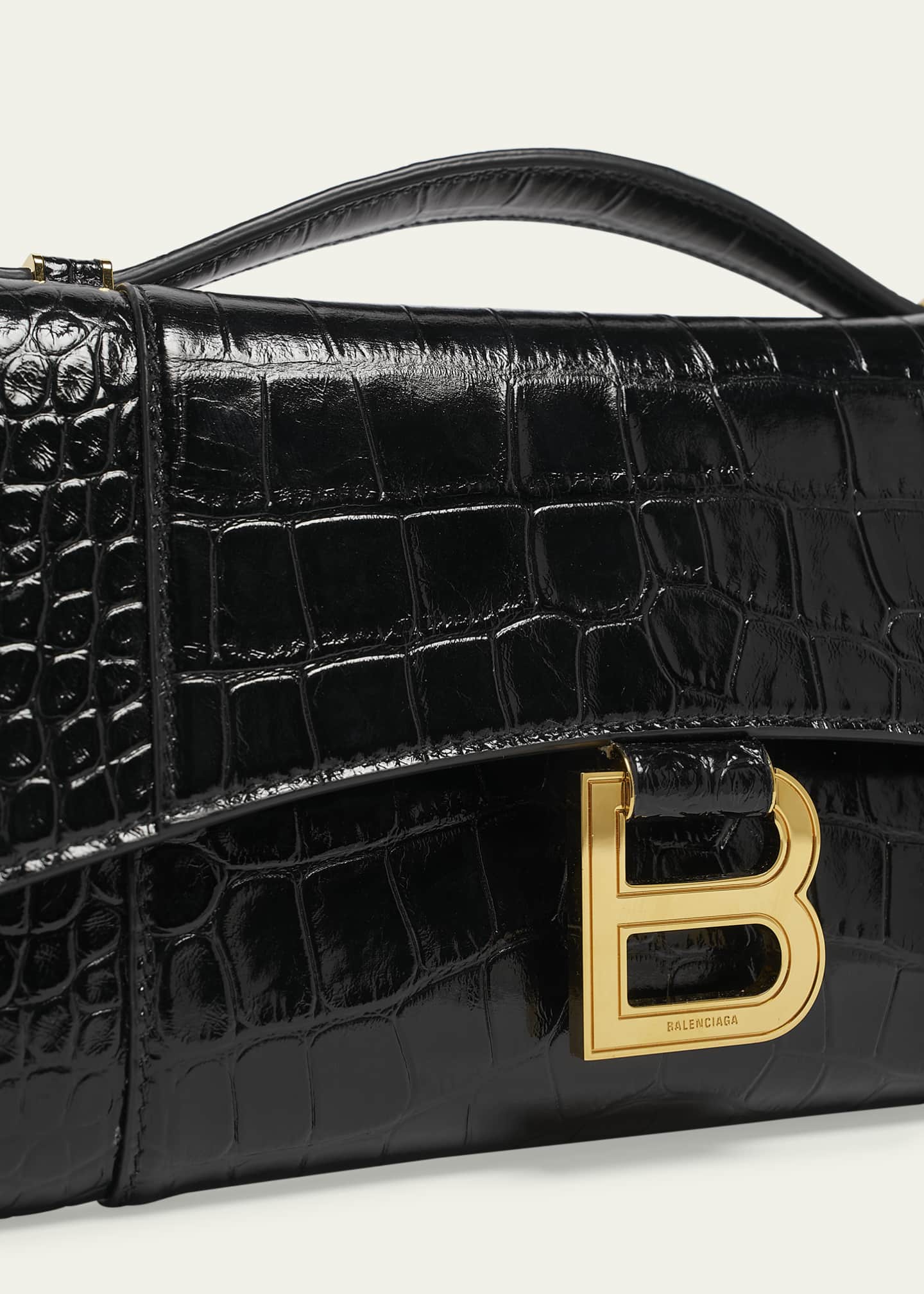 Balenciaga Hourglass Croc-Embossed Leather Top-Handle Bag Image 6 of 6